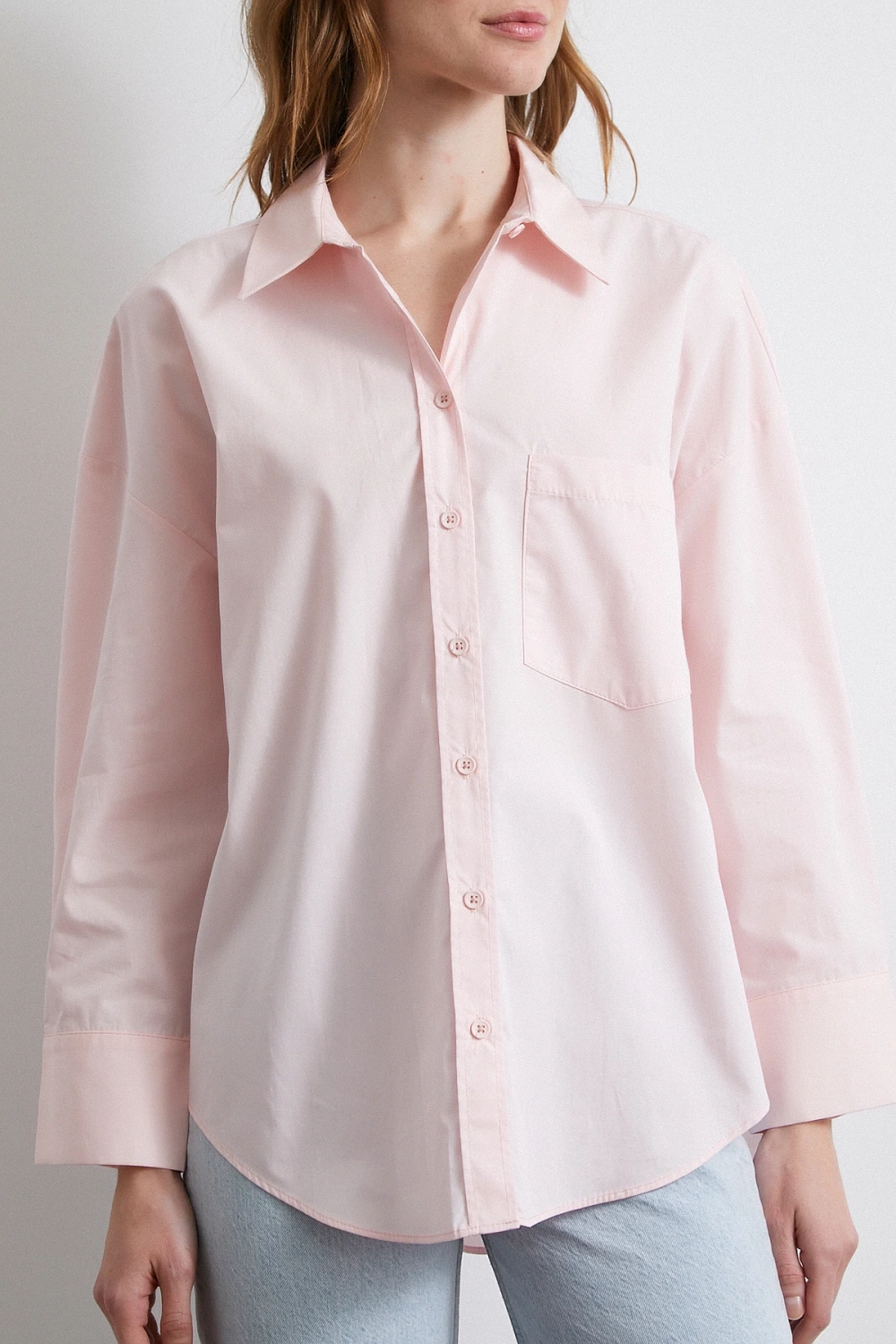 Oversize Pamuklu Gömlek Pembe