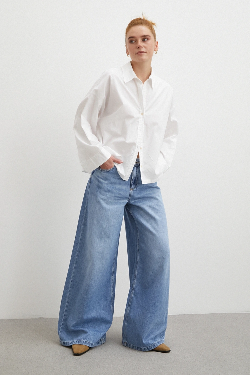 Yüksek Bel Wide Leg Jean Mavi
