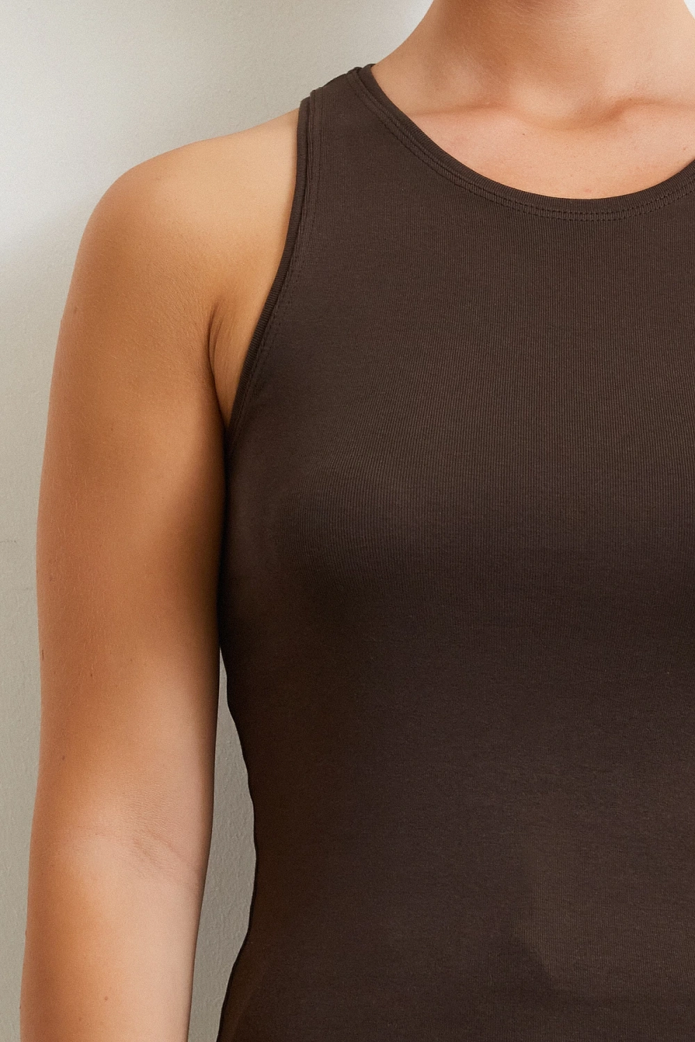 Basit Crop Top Kahve