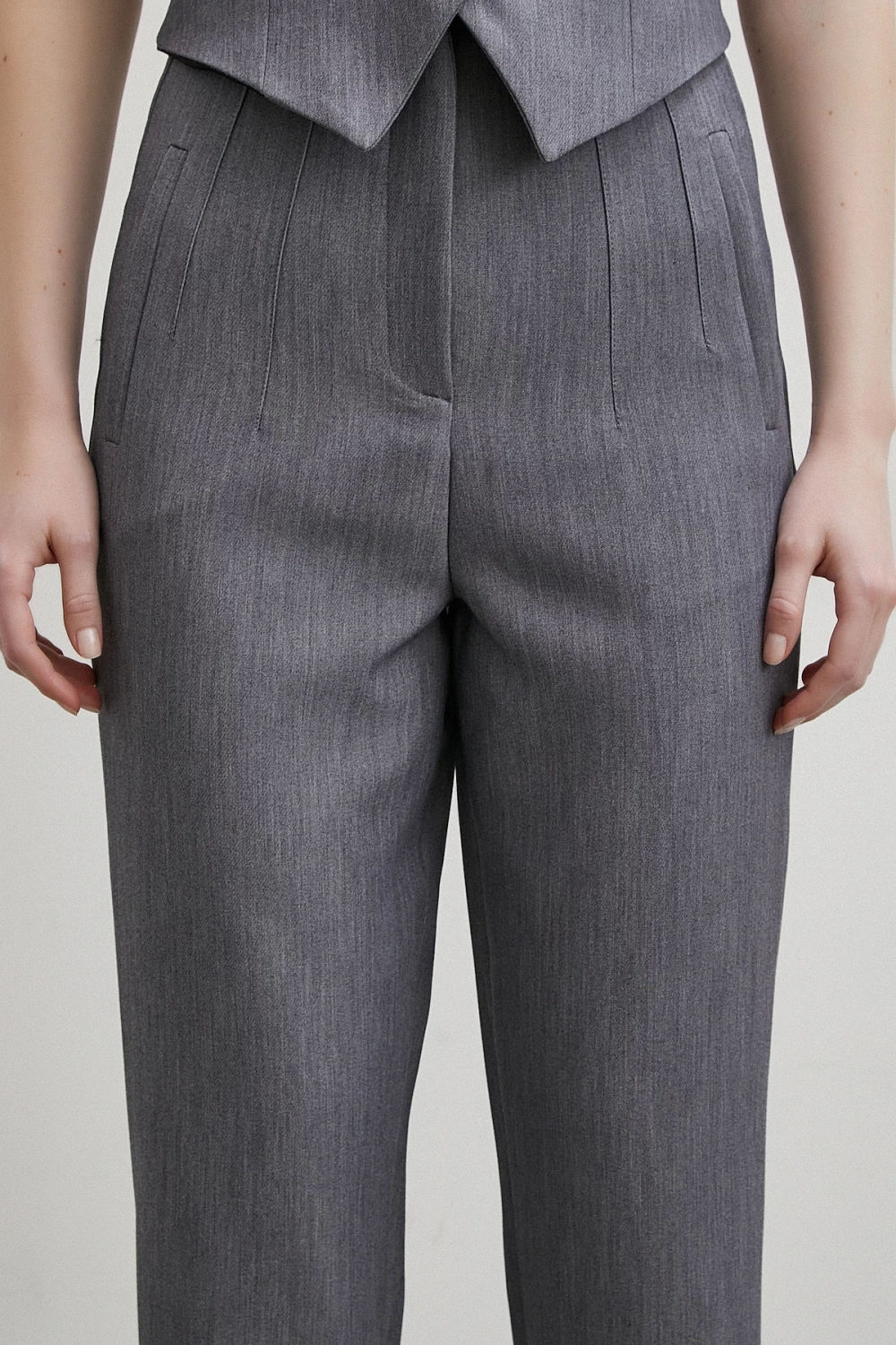 Önü Pensli Skinny Kumaş Pantolon Antirasit