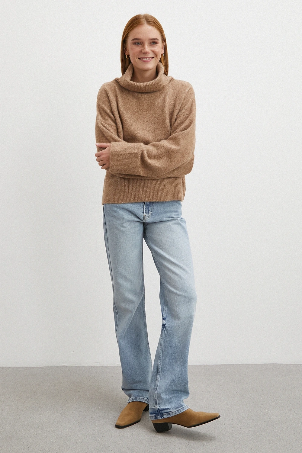 Yüksek Bel Straight Fit Jean Buz Mavisi
