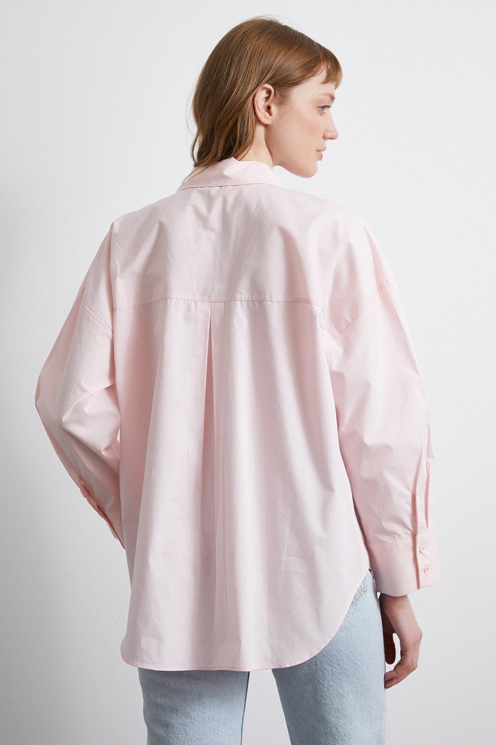 Oversize Pamuklu Gömlek Pembe