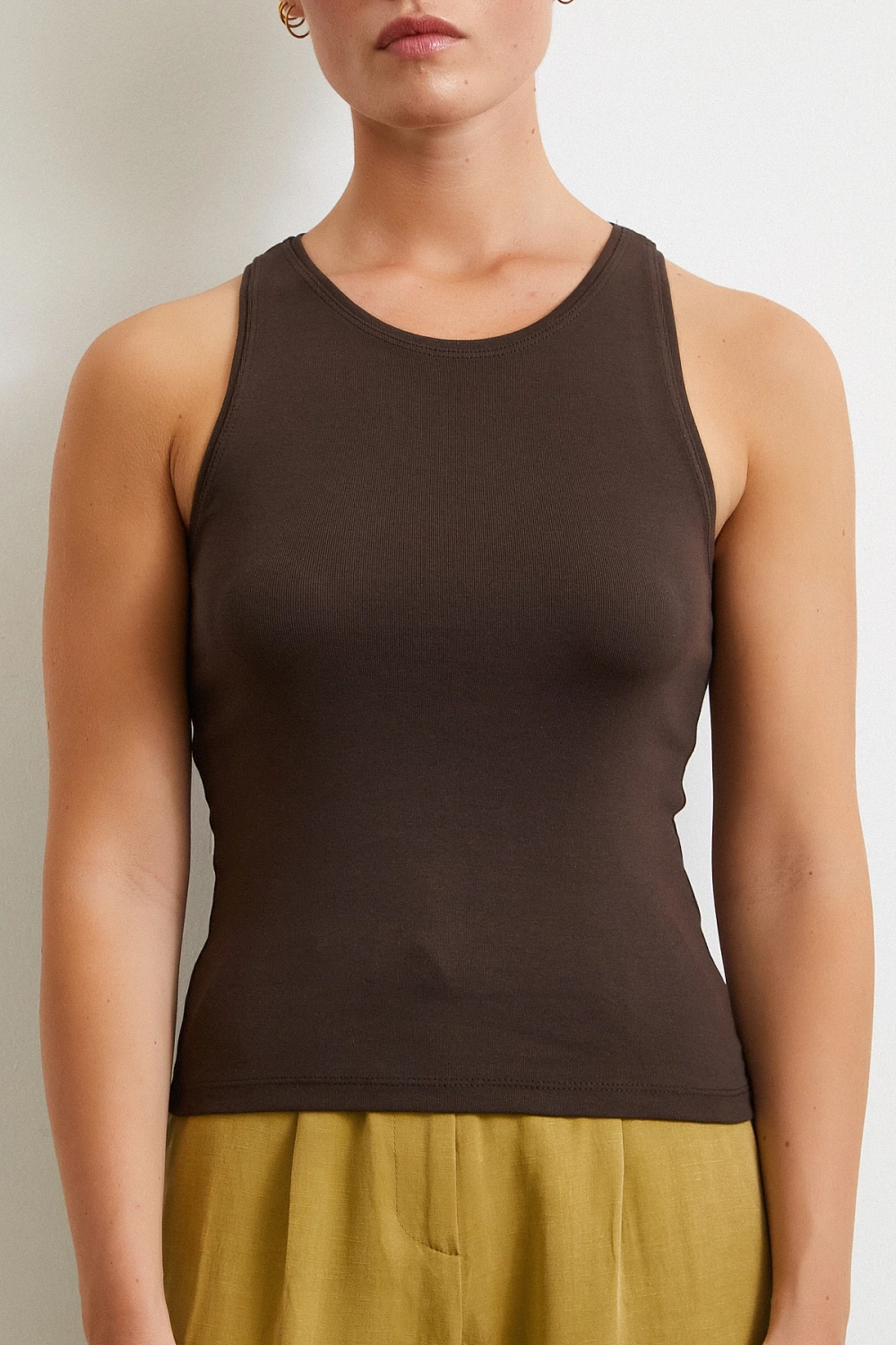 Basit Crop Top Kahve