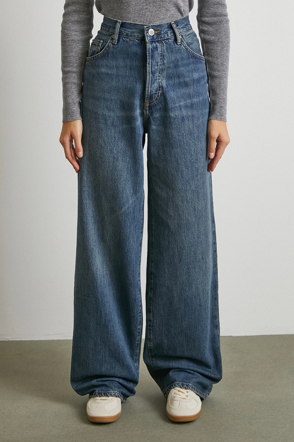 Yüksek Bel Beş Cepli Regular Fit Jean Lacivert