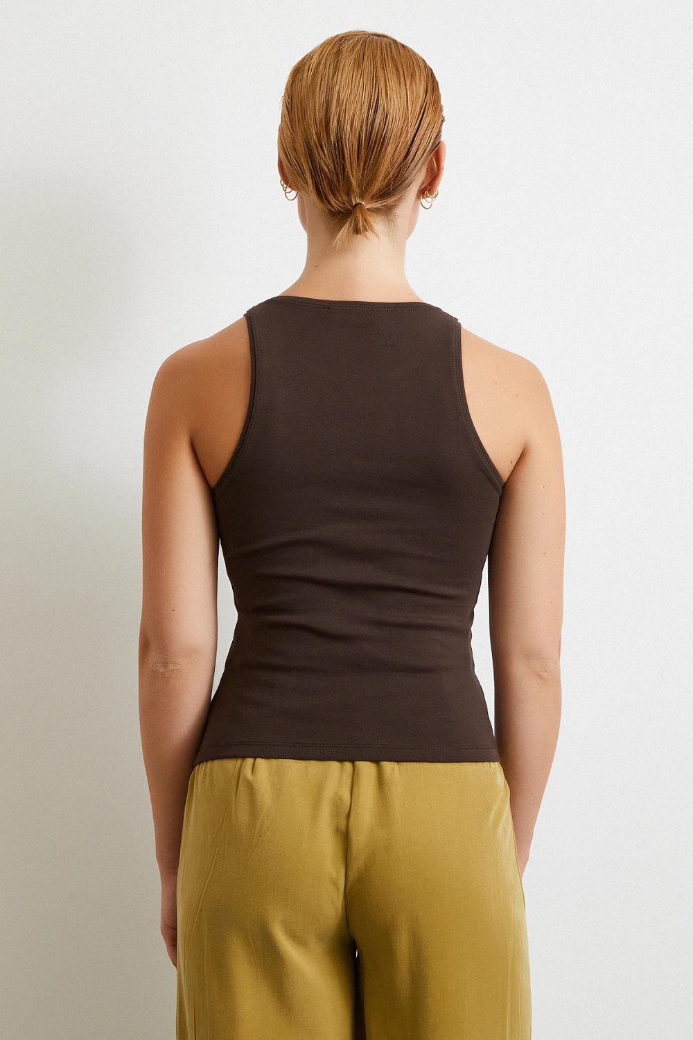 Basit Crop Top Kahve
