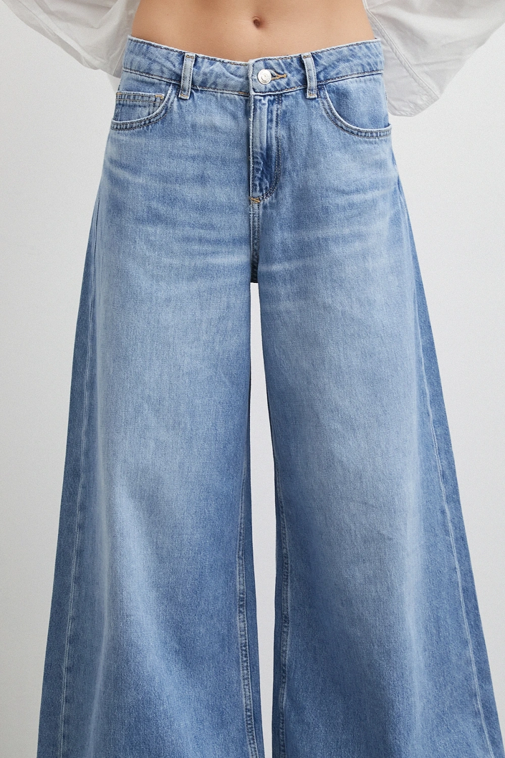 Yüksek Bel Wide Leg Jean Mavi
