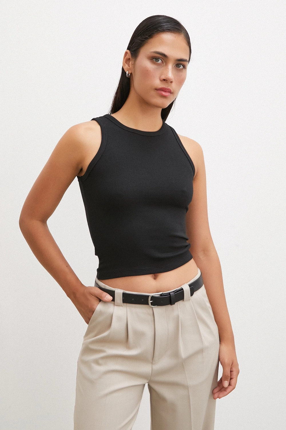 Bisiklet Yaka Top Siyah