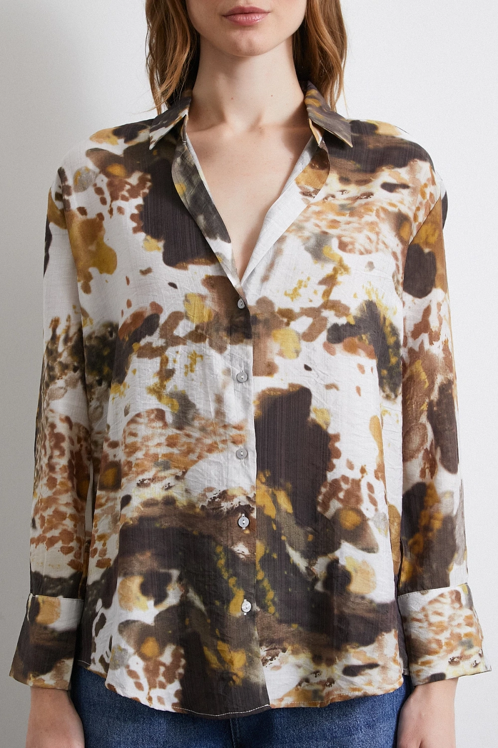 Batik Desen Vual Gömlek Haki