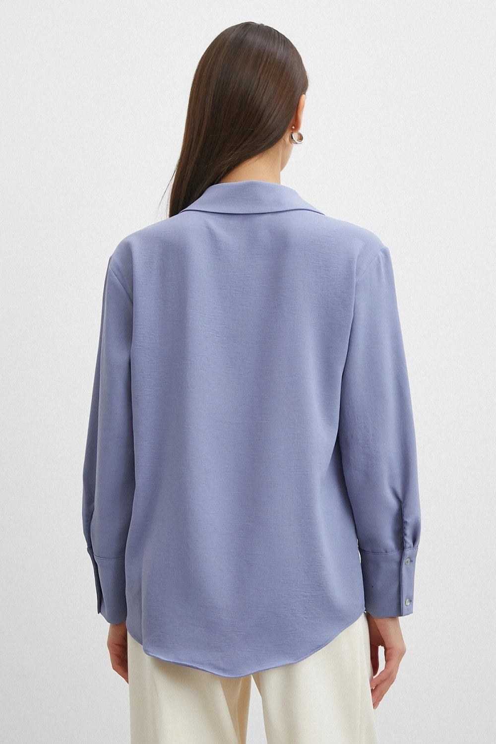 Basic Polyester Gömlek İndigo