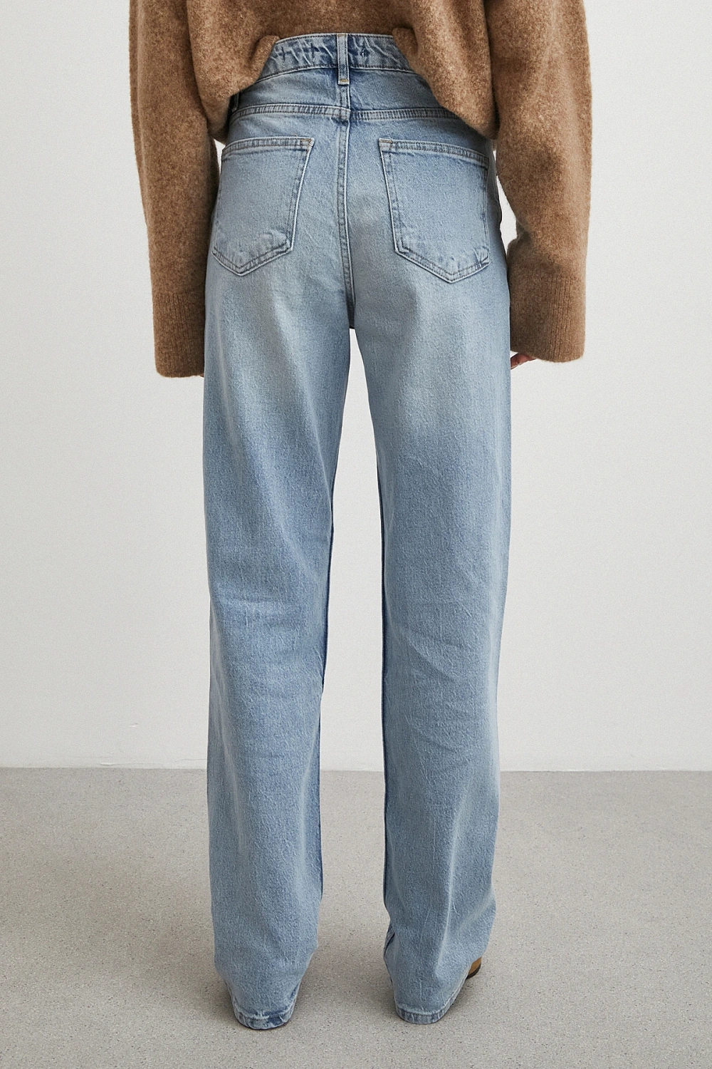 Yüksek Bel Straight Fit Jean Buz Mavisi
