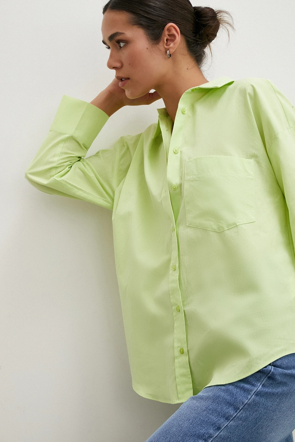 Regular Fit Poplin Gömlek Yeşil