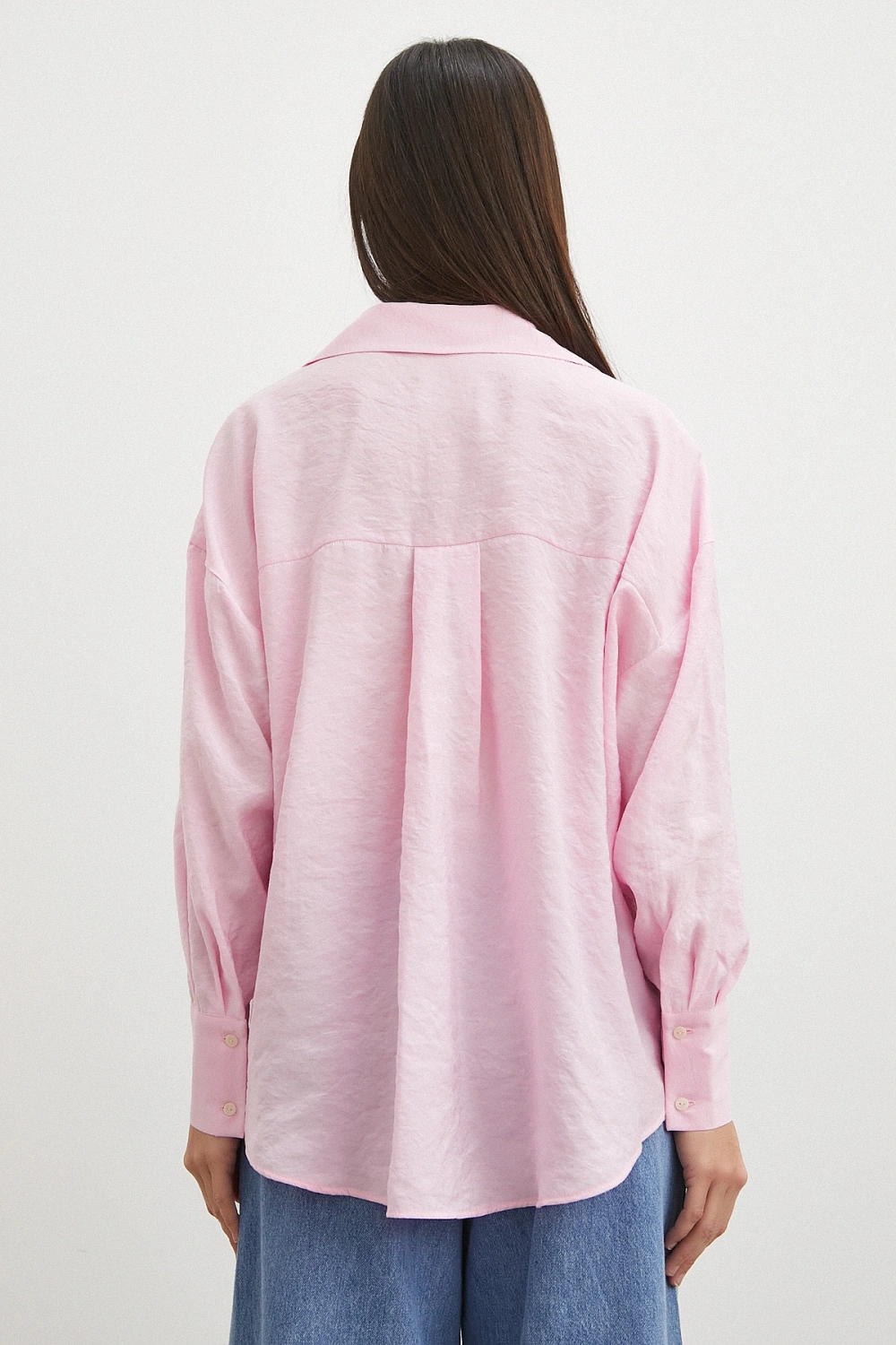 Dökümlü Oversize Modal Gömlek Pembe