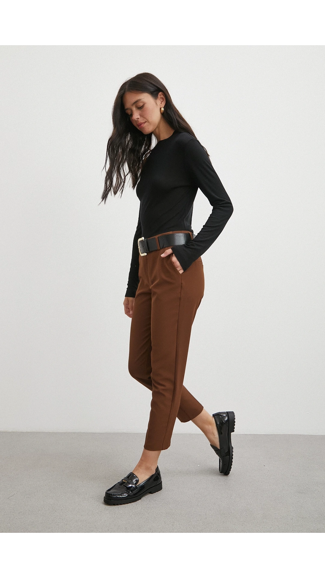 Kemer Havuç Paça Pantolon Kahve