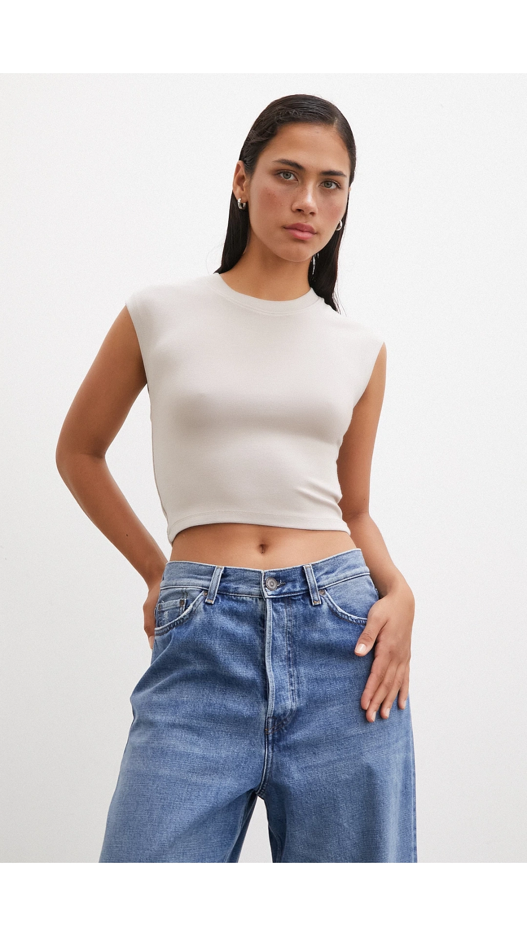 Sıfır Kol T-shirt Vizon