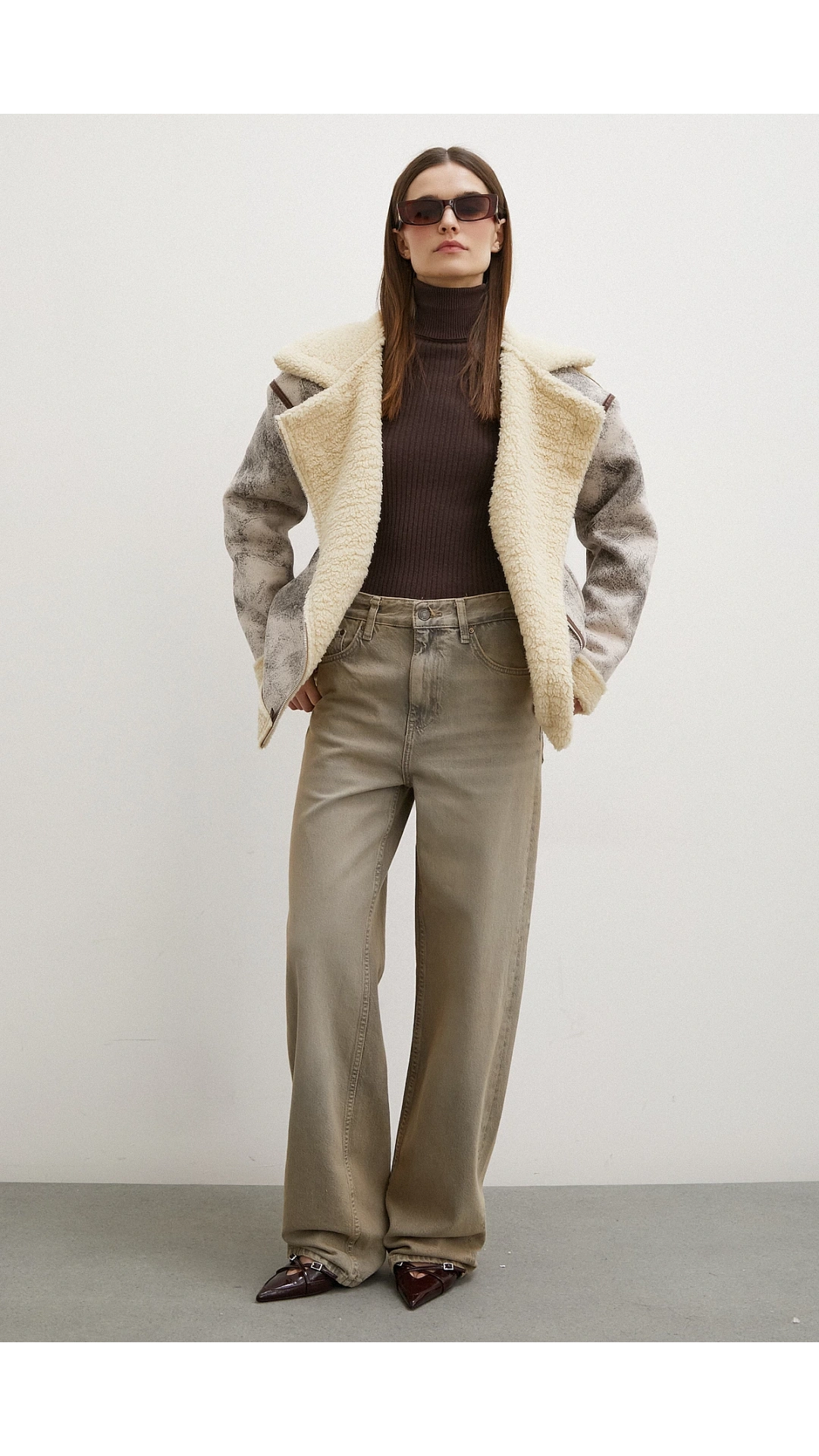 Yüksek Bel Wide Leg Jean Taş