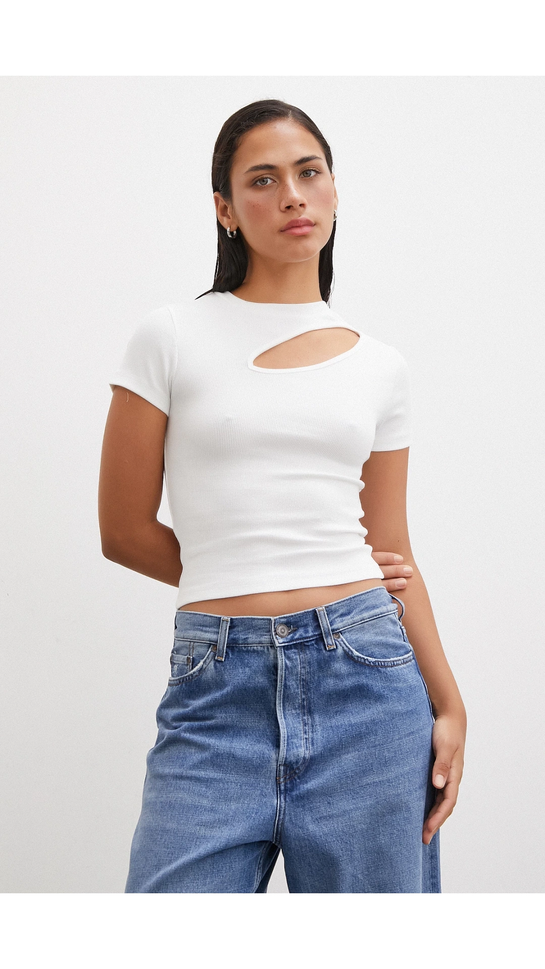 Önü Açık Bluz Beyaz