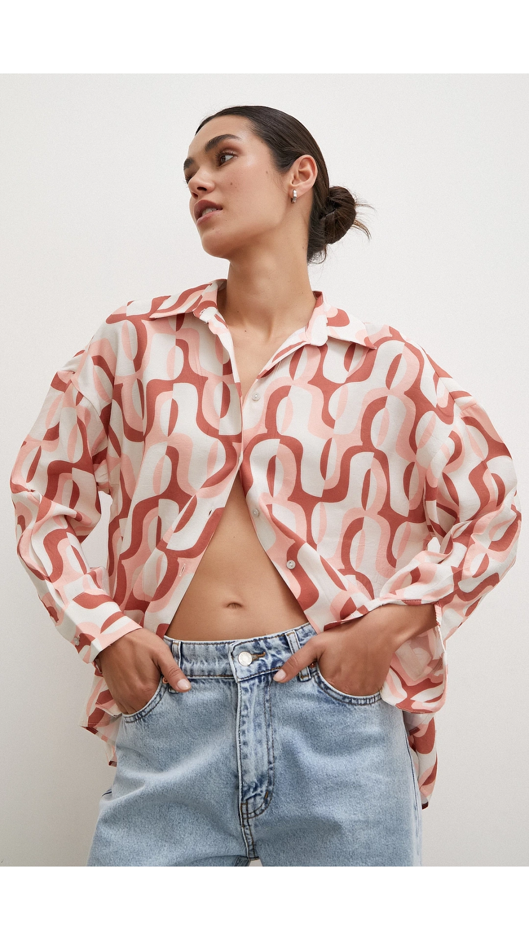 90lar Pop Gömlek Krem