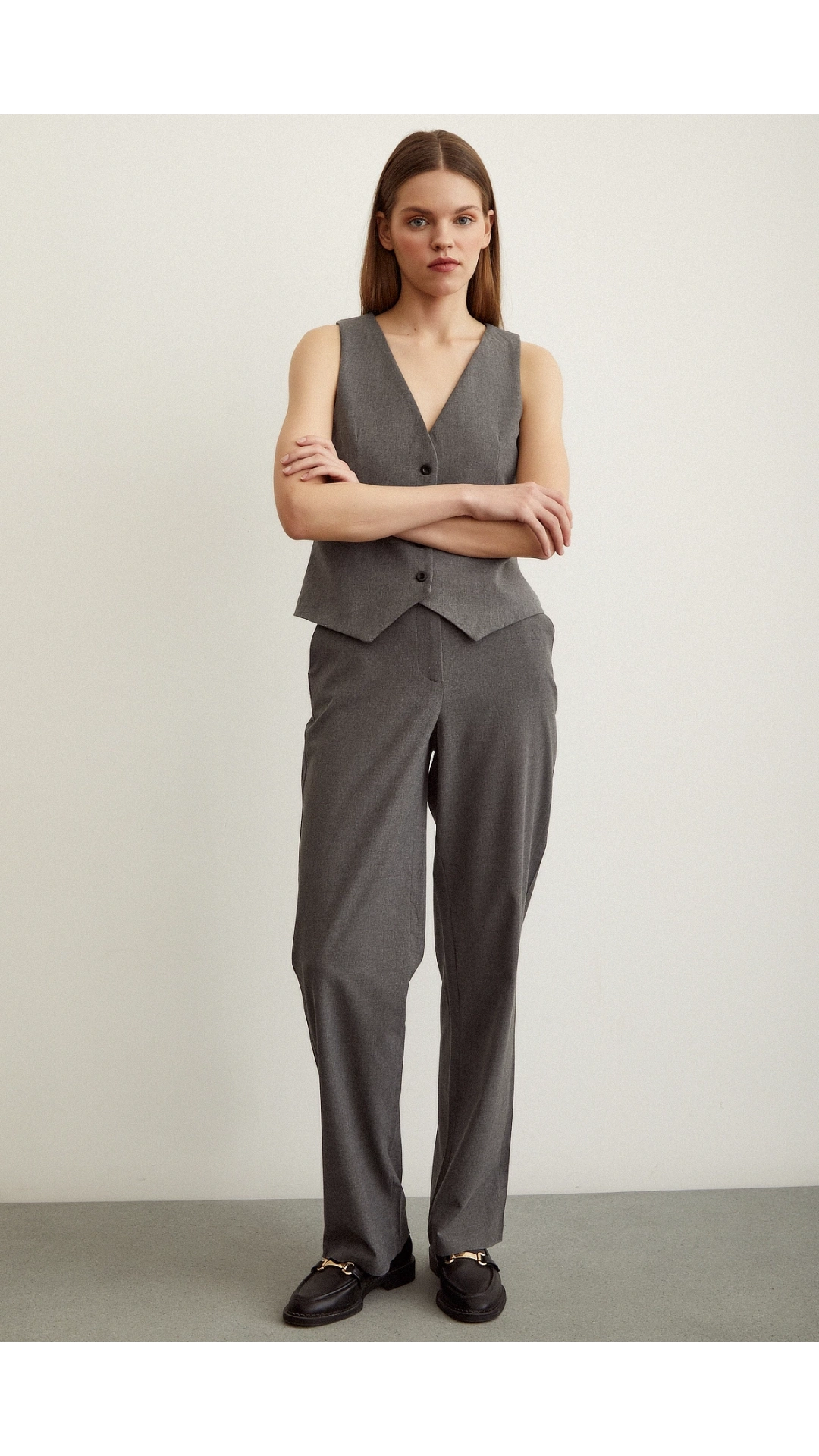 Klasik Boru Paça  Pantolon Gri