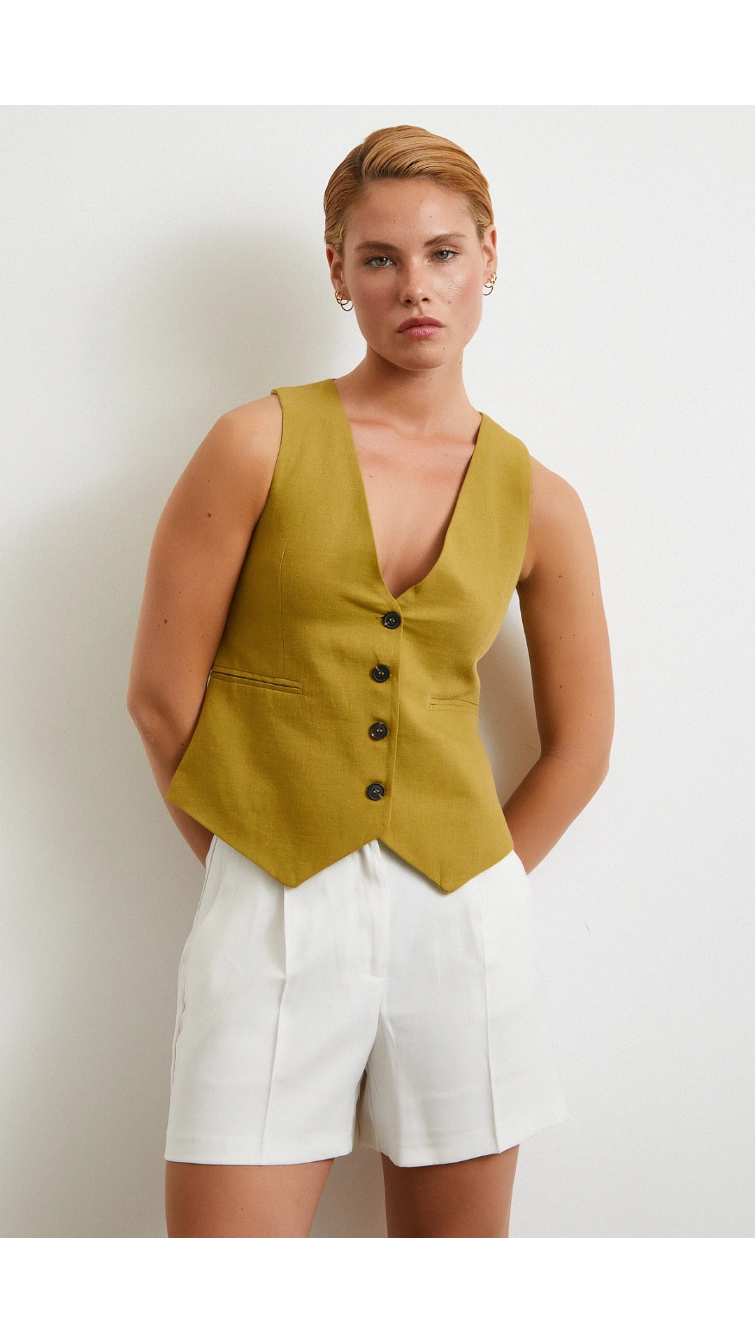 Piliseli Şort Etek Ekru