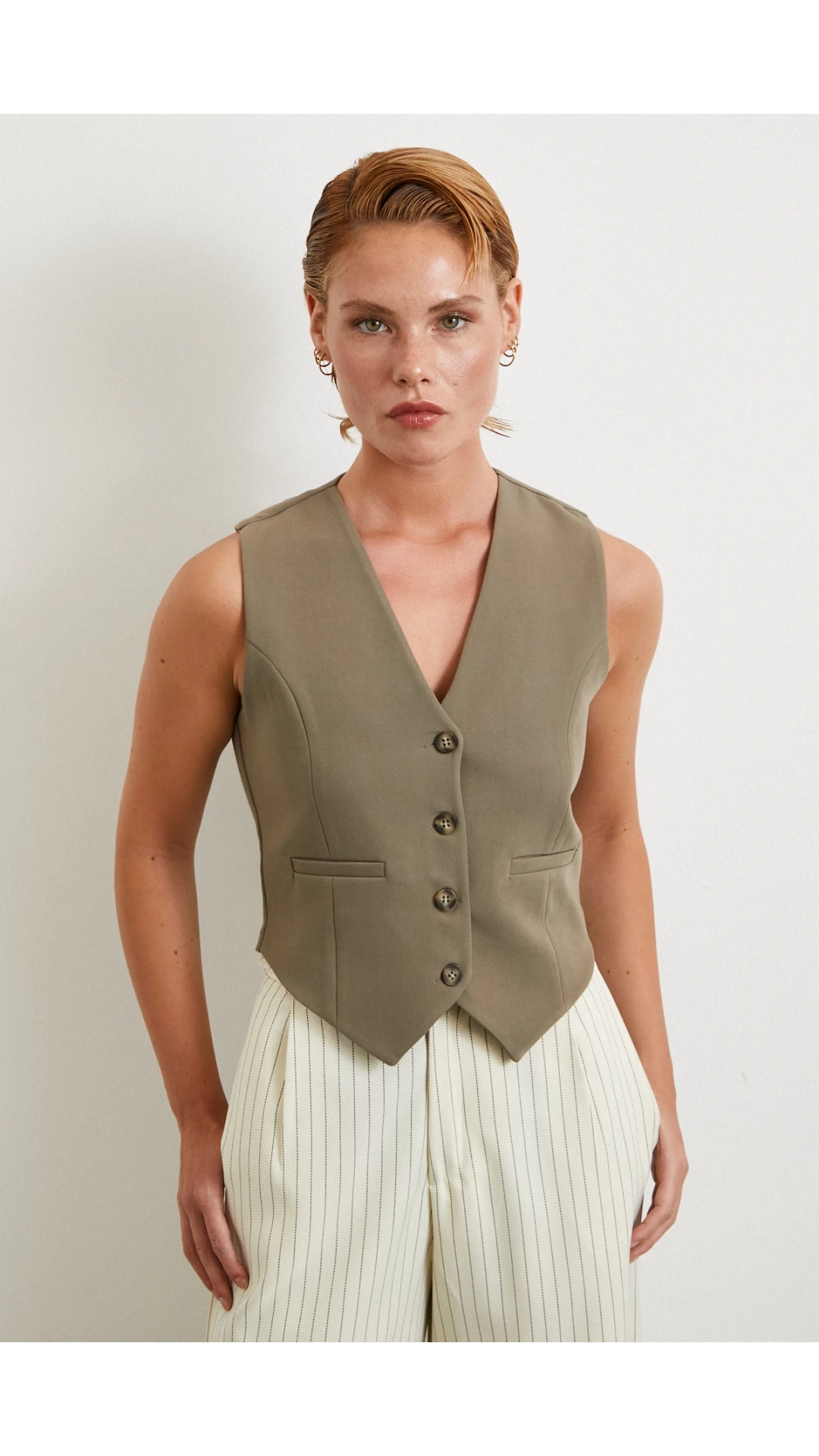 Astarlı Kuplu Yelek Haki