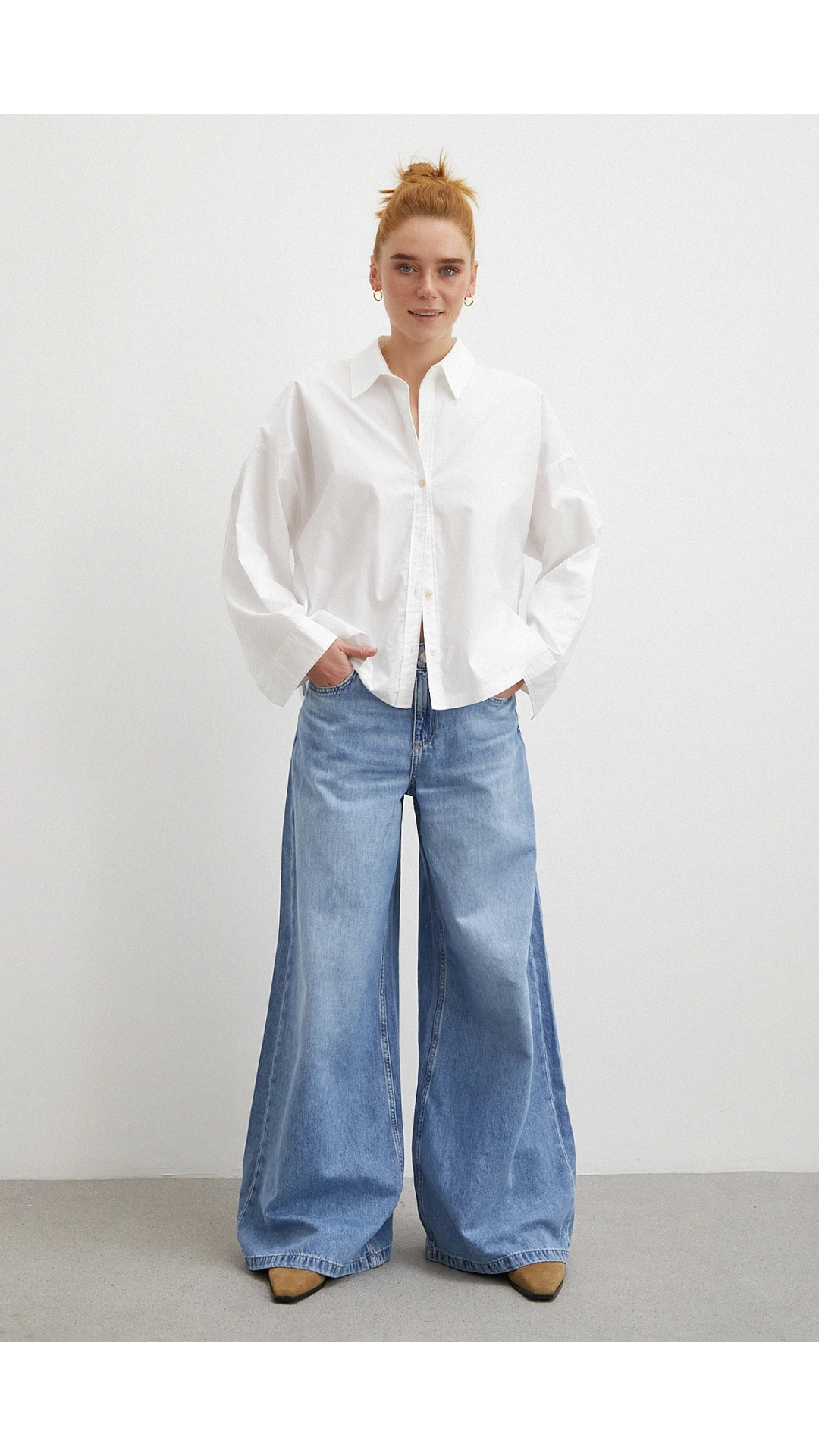 Yüksek Bel Wide Leg Jean Mavi