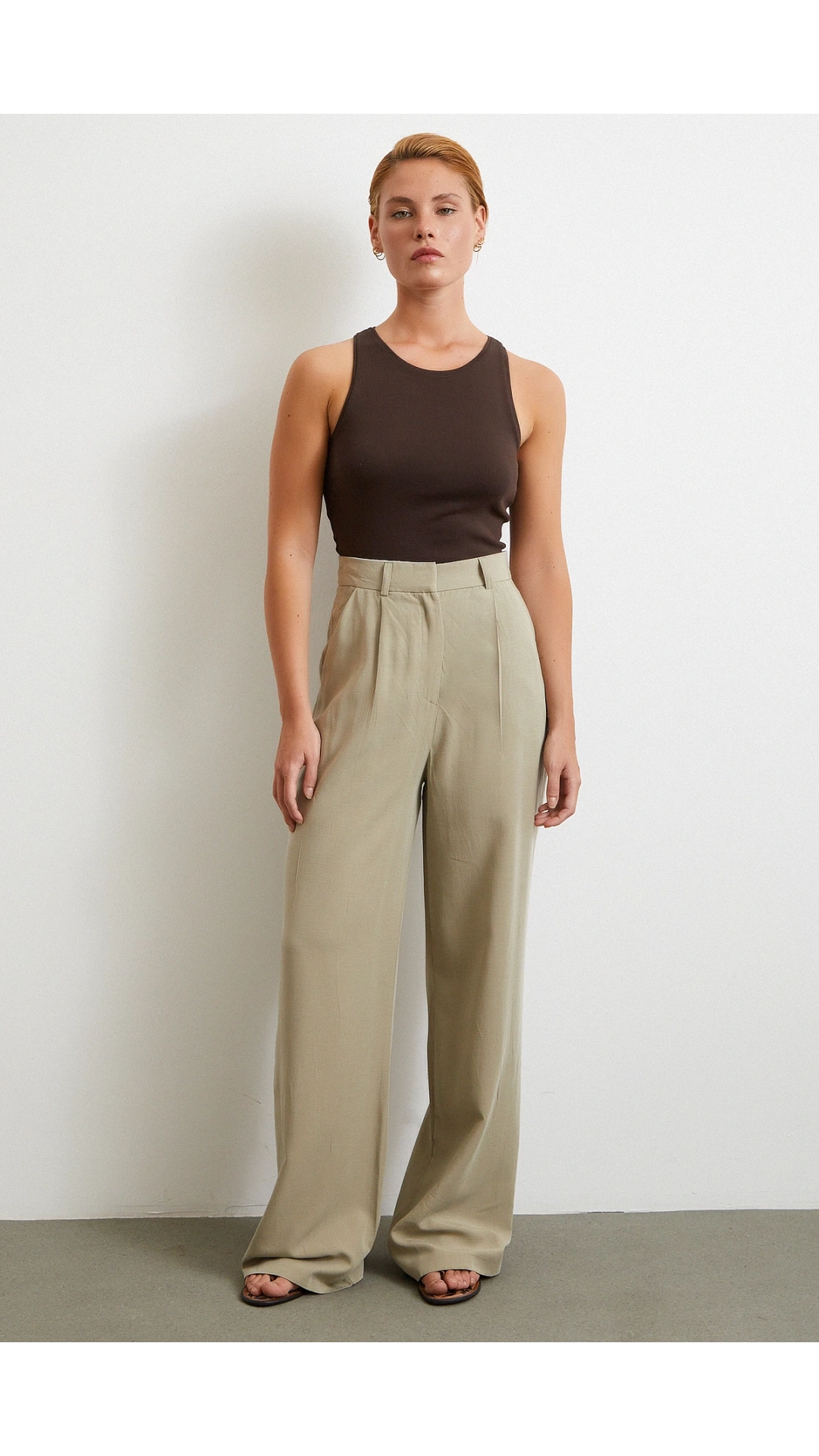 Keten Palazzo Pantolon Gri