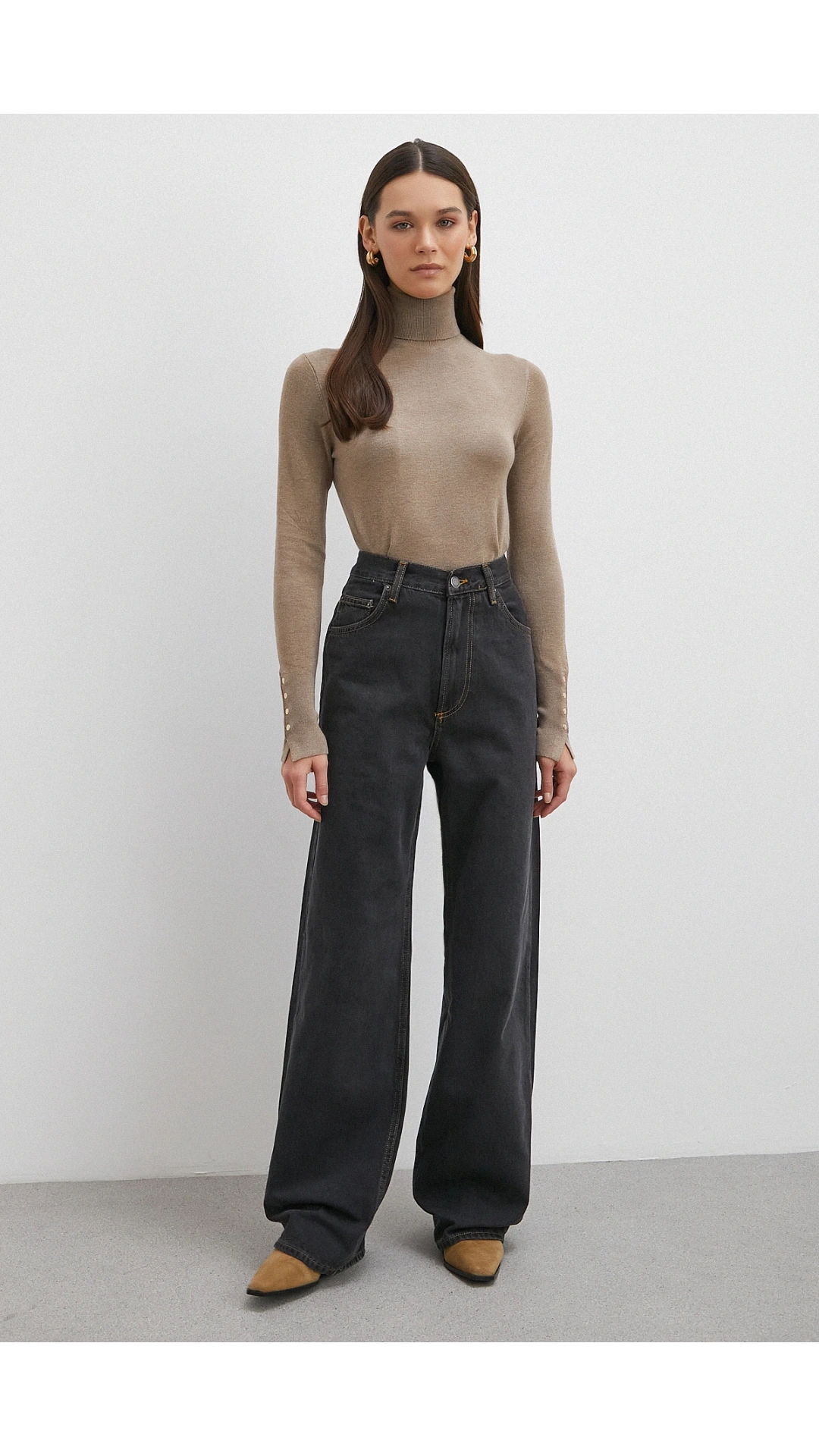 Beş Cepli Yüksek Bel Jean Siyah