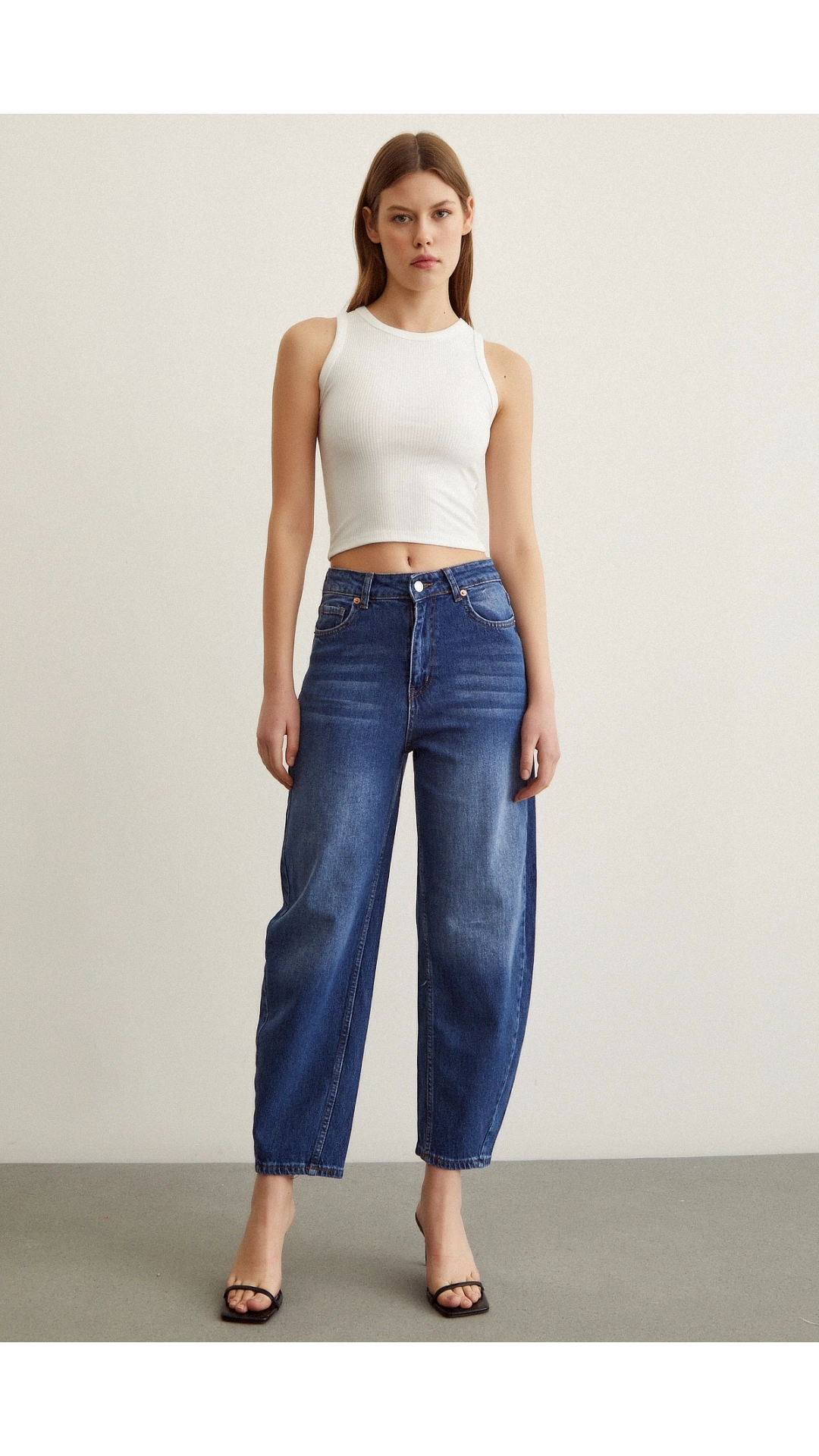 Yüksek Bel Mom Jean Mavi