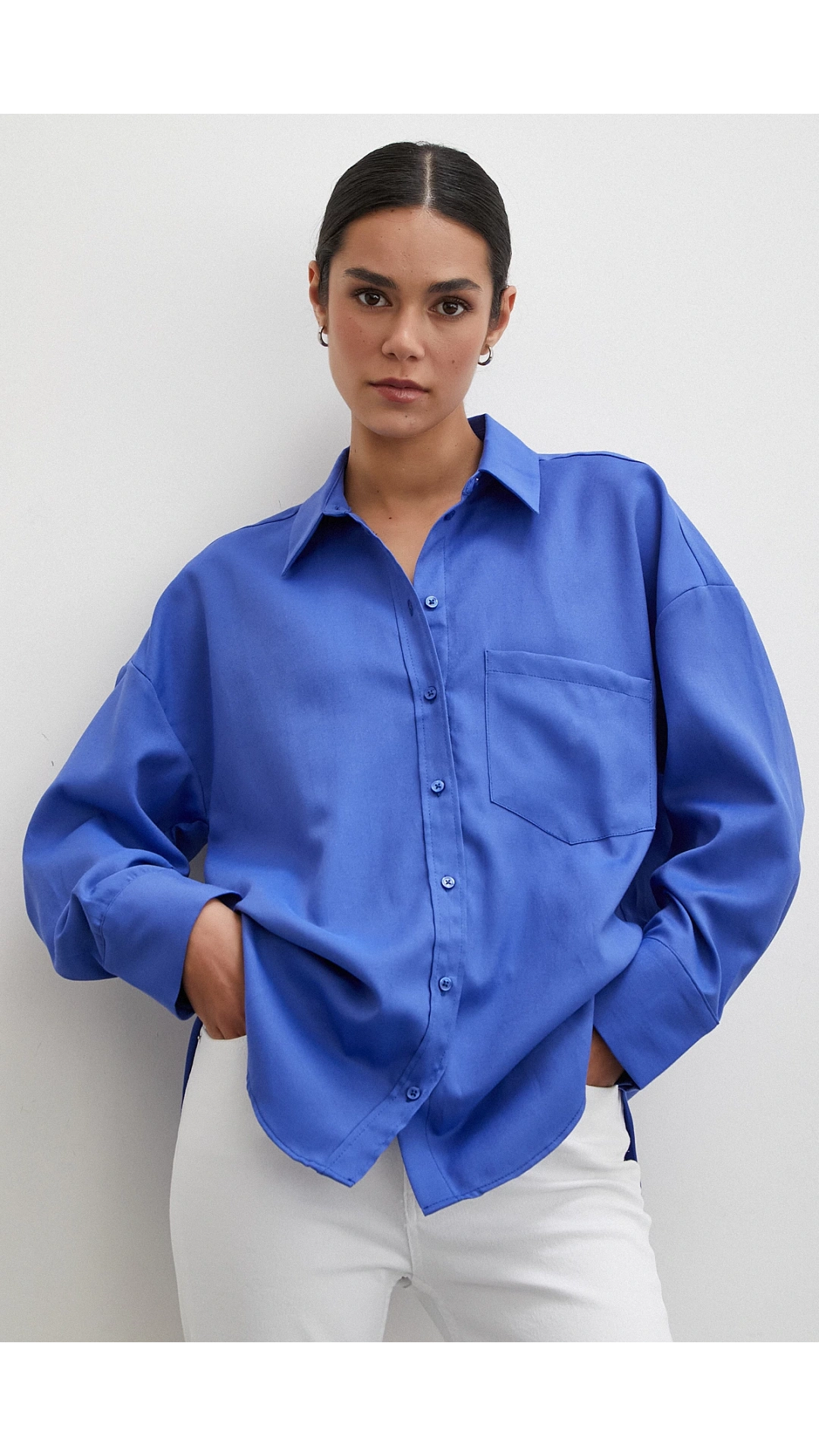 Robalı Klasik Gömlek Lacivert