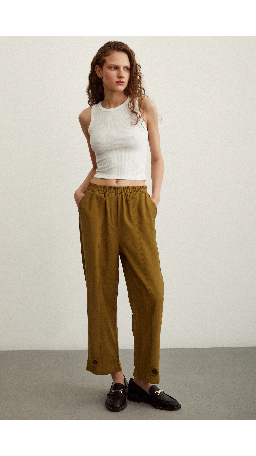 Lastikli Salaş Pantolon Haki