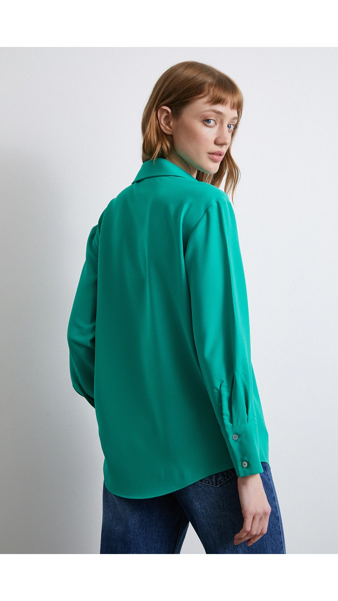 Klasik Saten Gömlek Yeşil