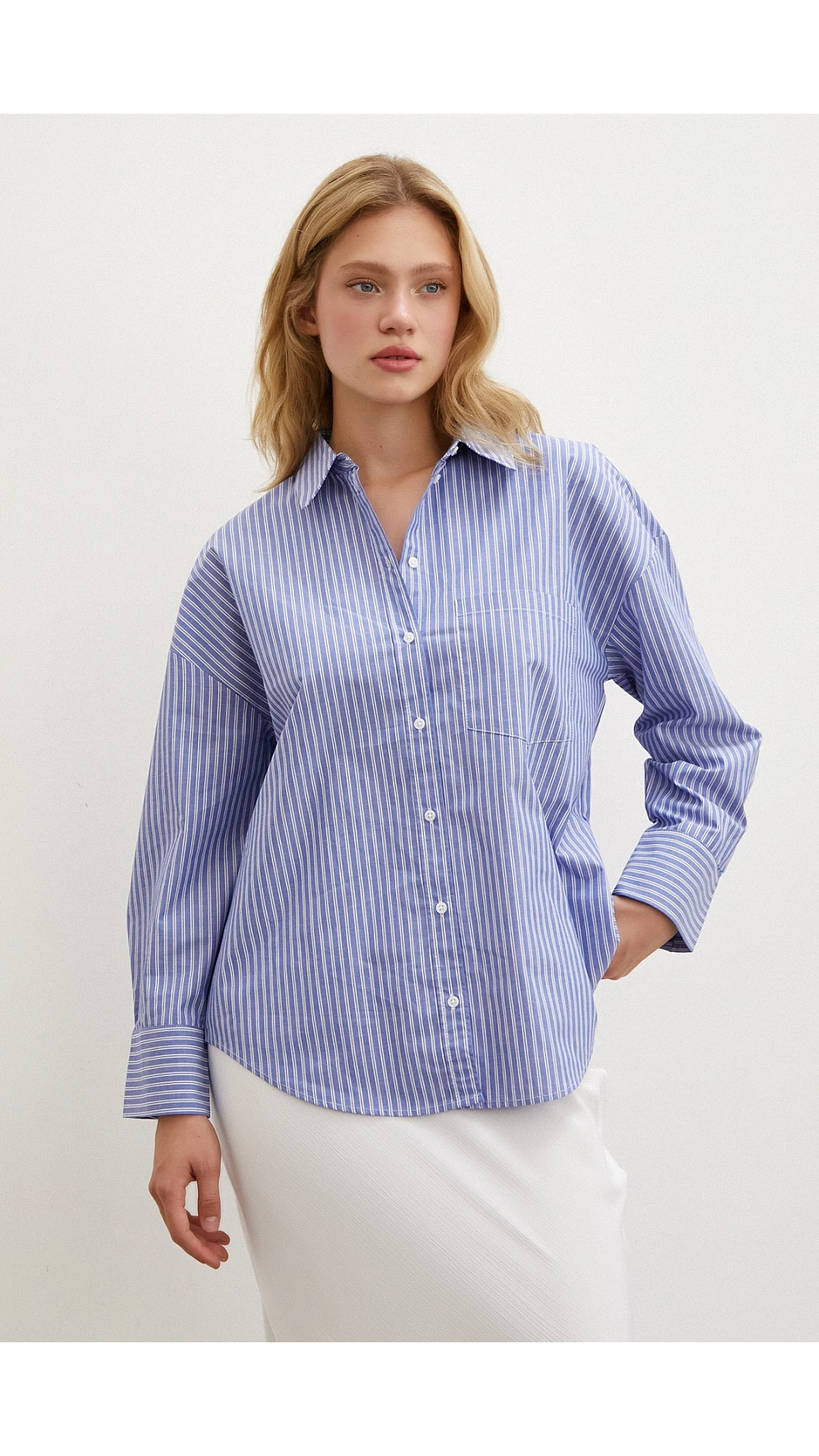 Çizgili Gömlek Mavi