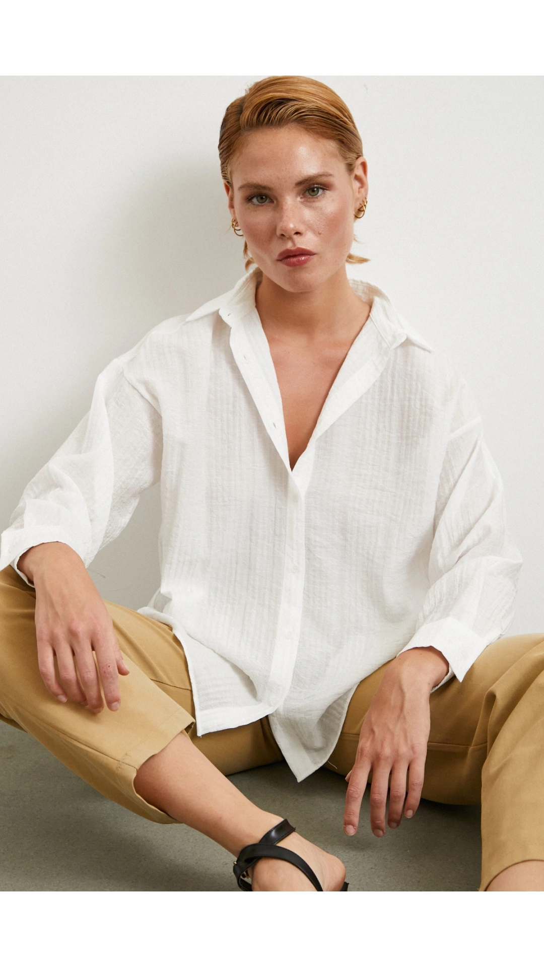 Dokulu Gömlek Beyaz