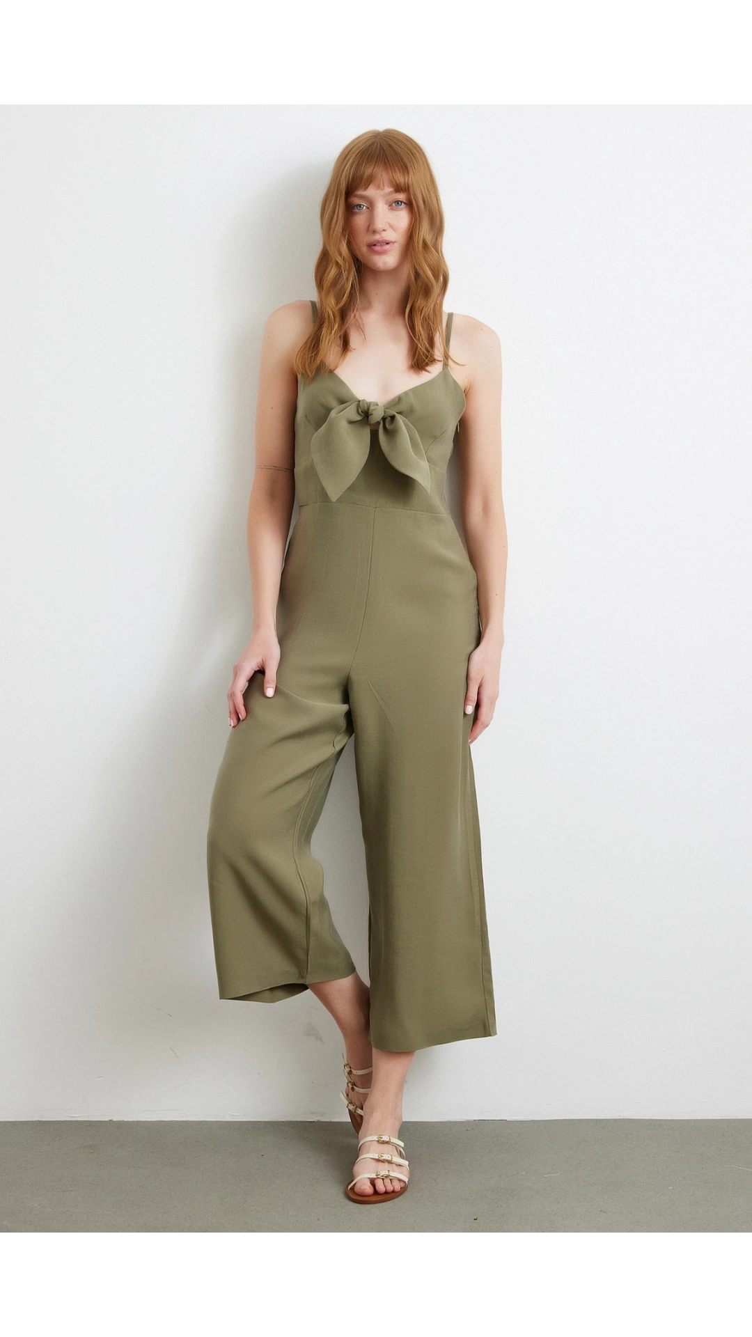 Fiyonklu Askılı Tulum Haki