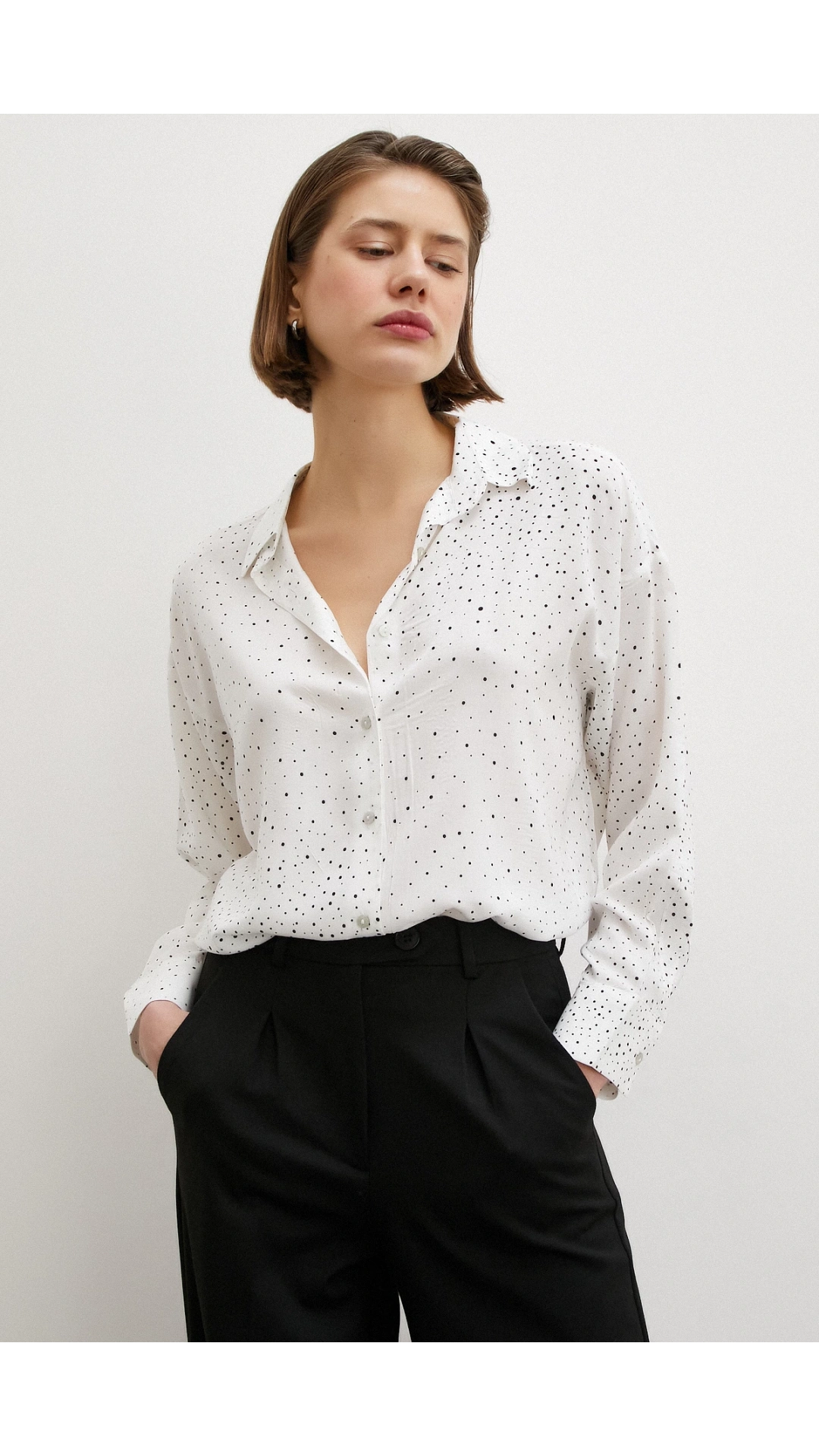 Puantiyeli Gömlek Beyaz