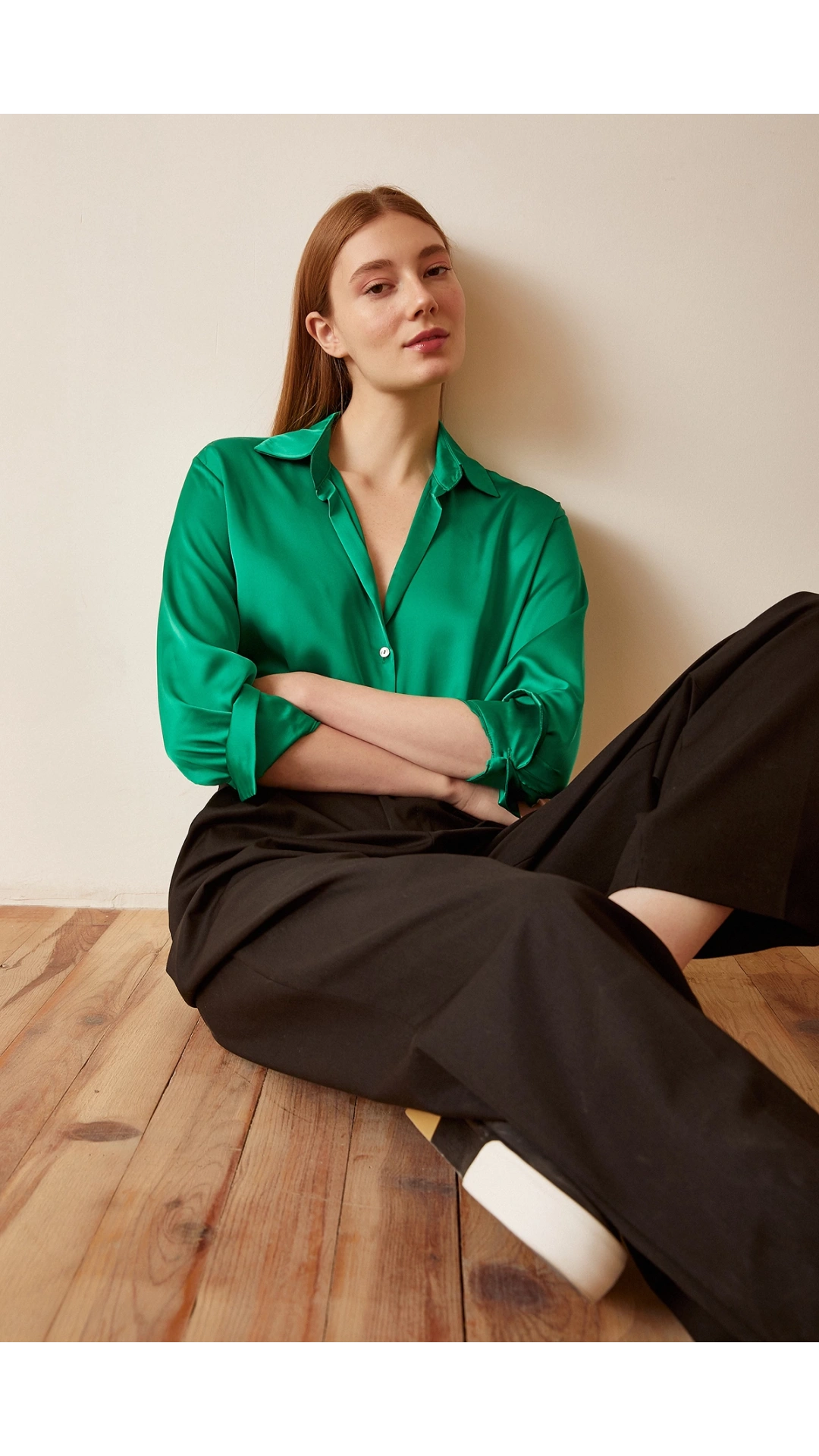 Basic Saten Gömlek Yeşil