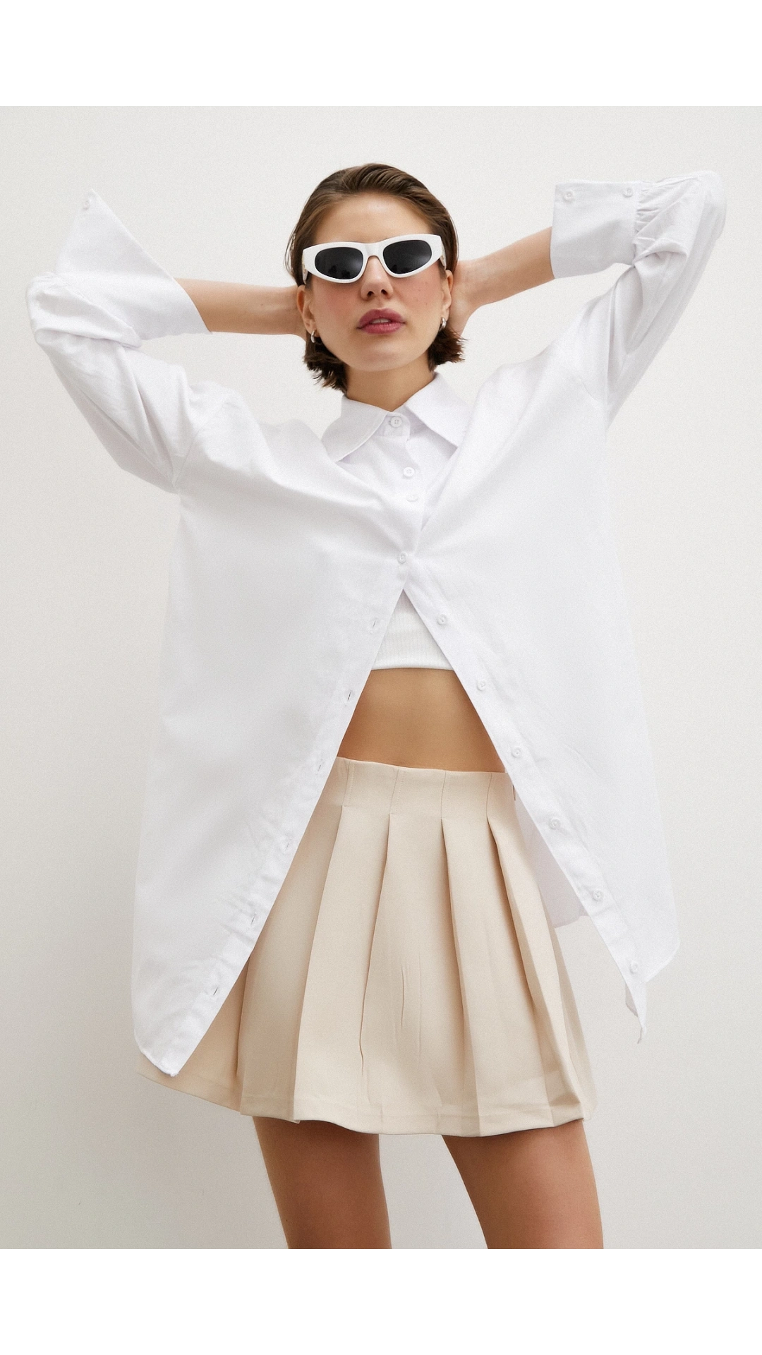 Gömlek Etek Elbise Krem