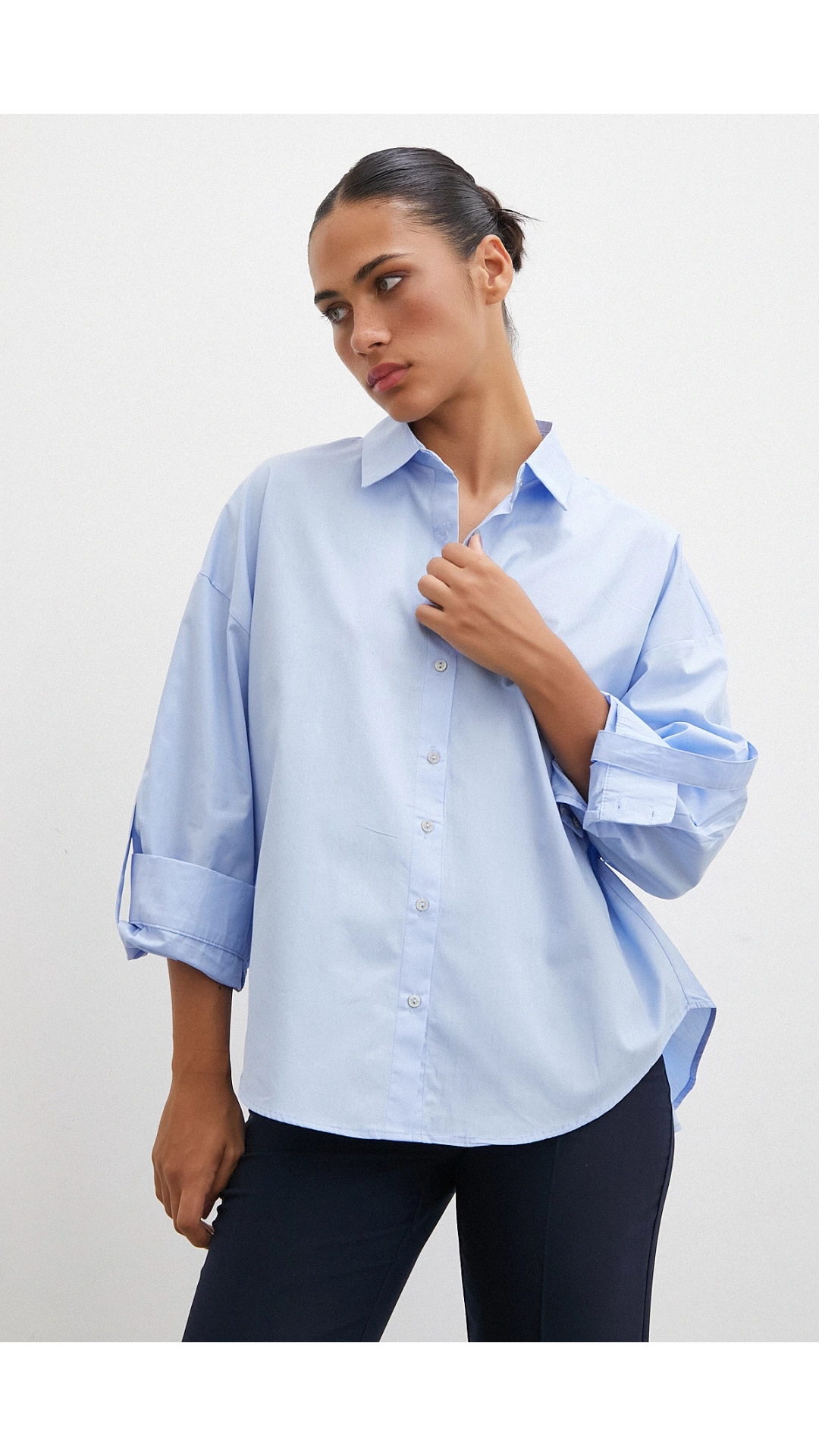 Kol Apoletli Gömlek Mavi