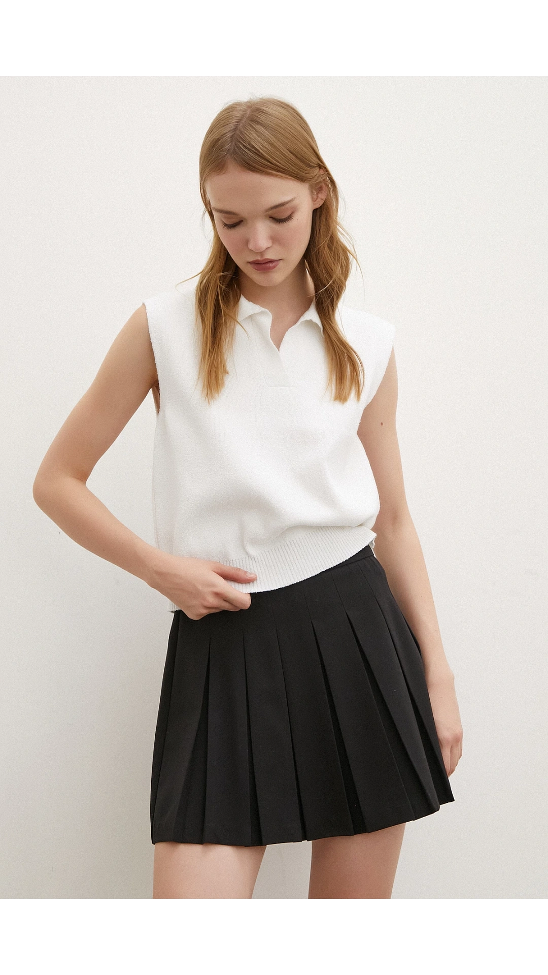 Firuze Polo Yaka Süveter Beyaz