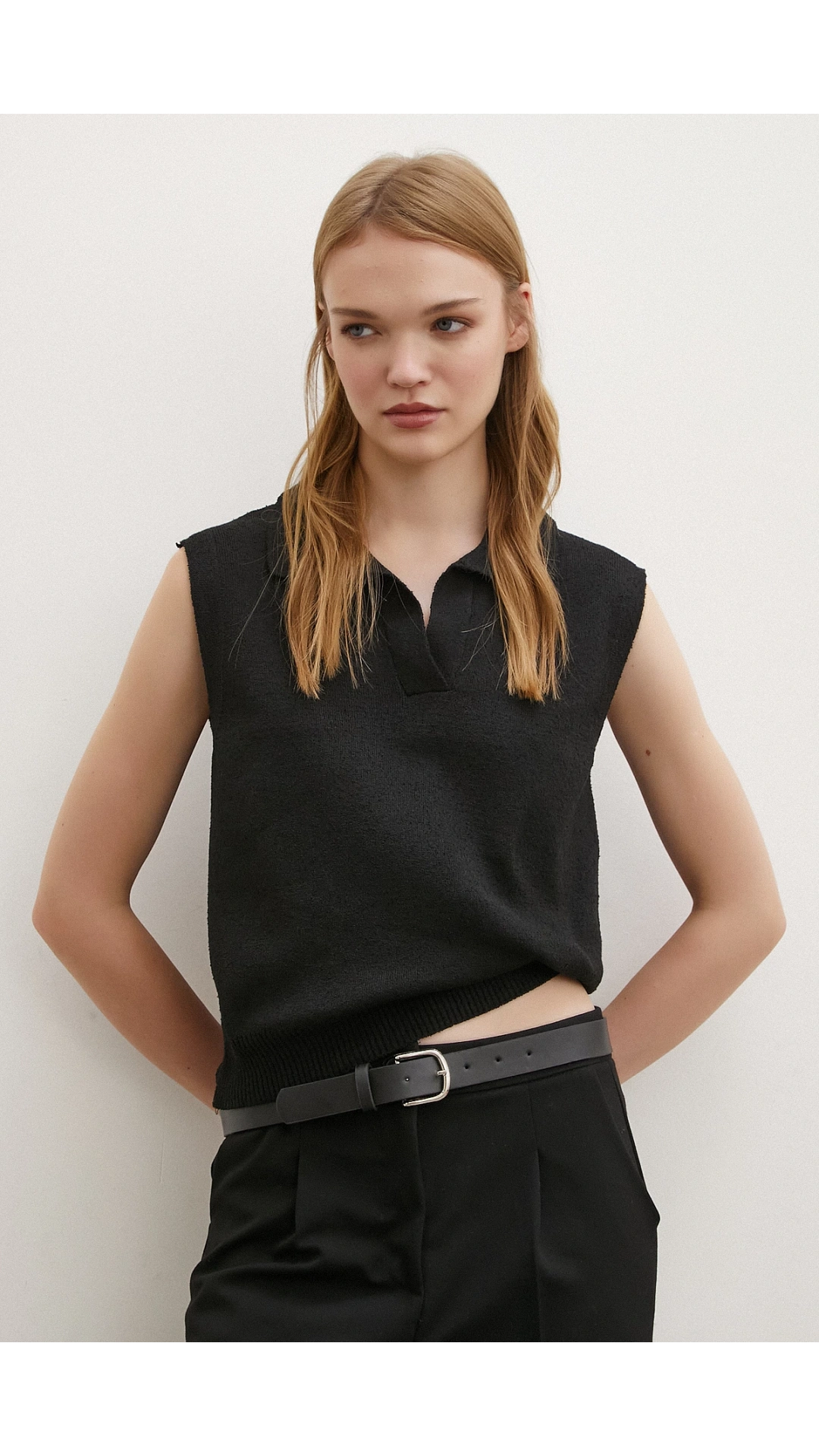 Firuze Polo Yaka Süveter Siyah