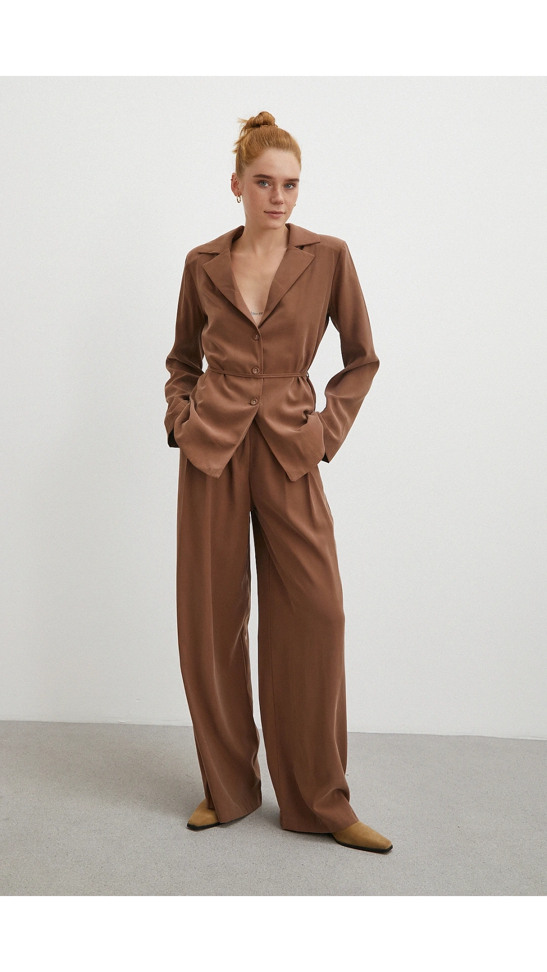 Gömlek Pantolon Modal Takım Kahve