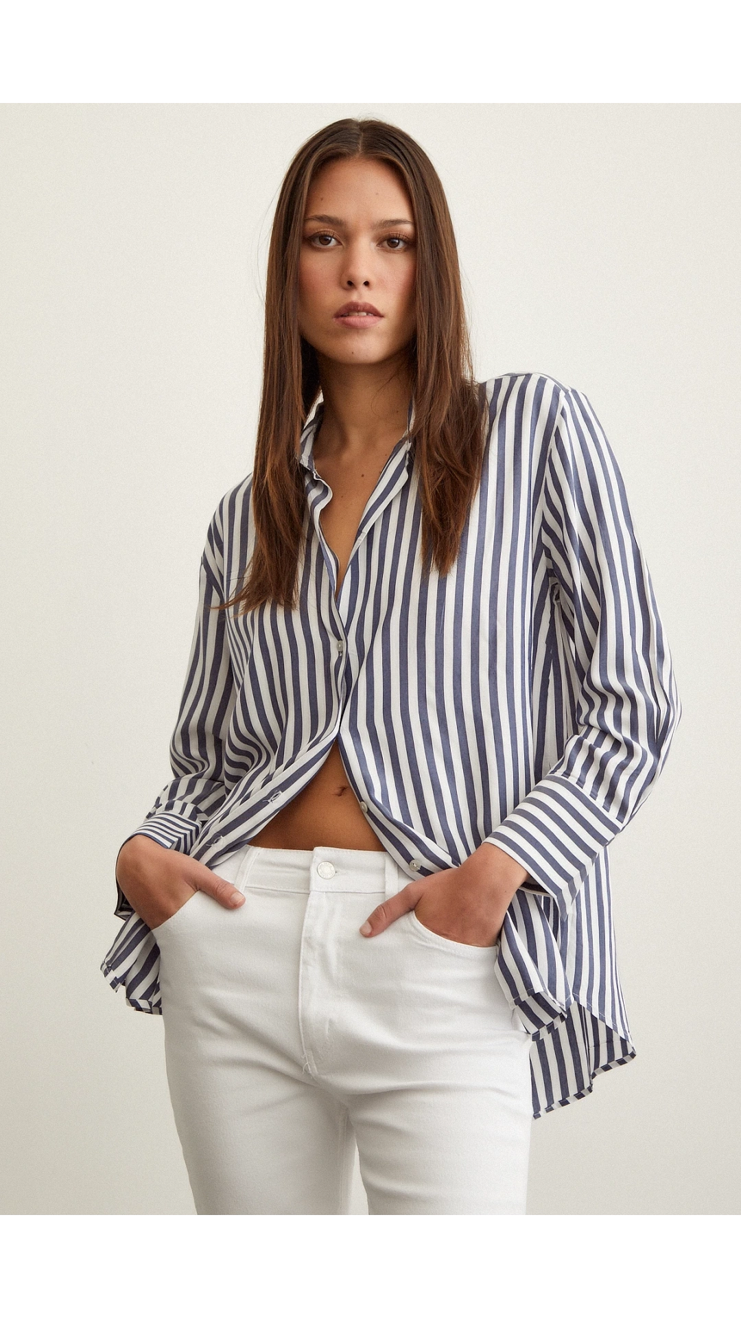 Multi Çizgili Gömlek Lacivert