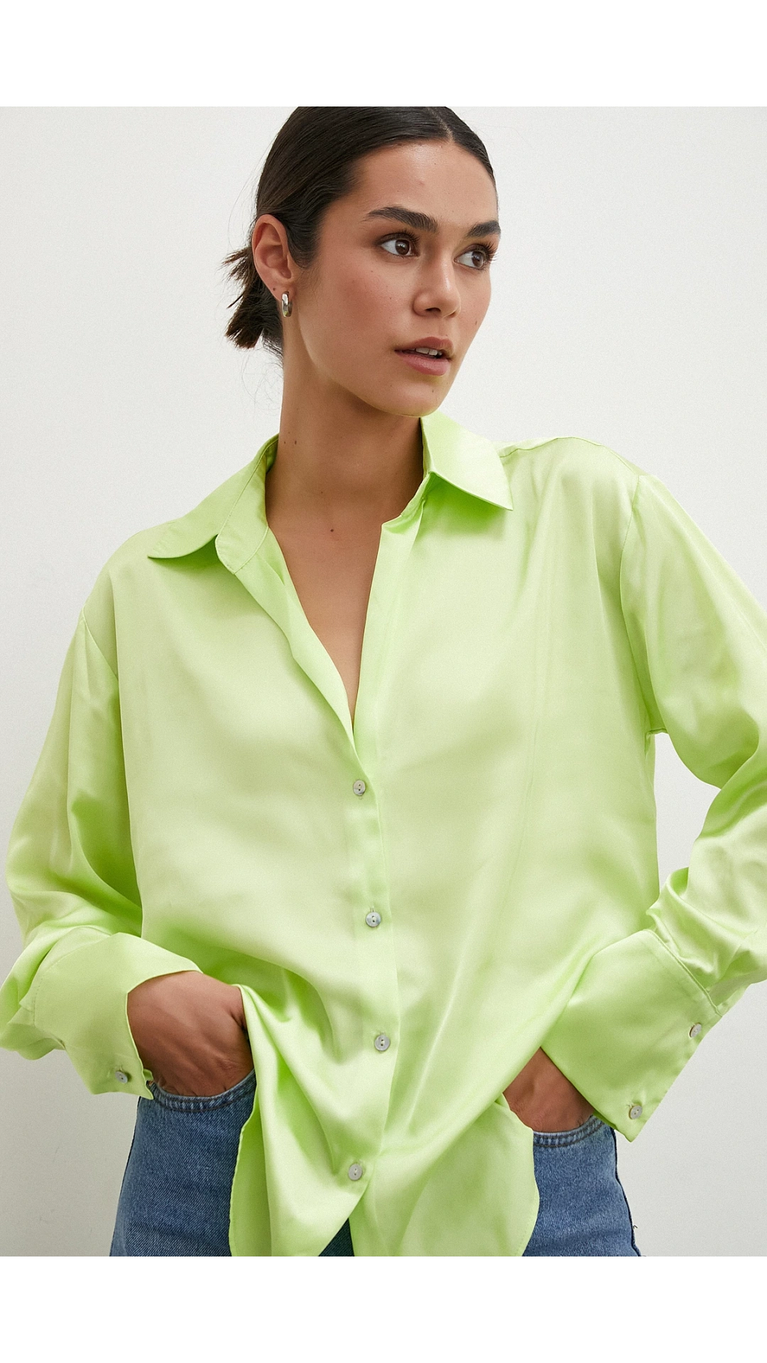 Basic Saten Gömlek Sarı