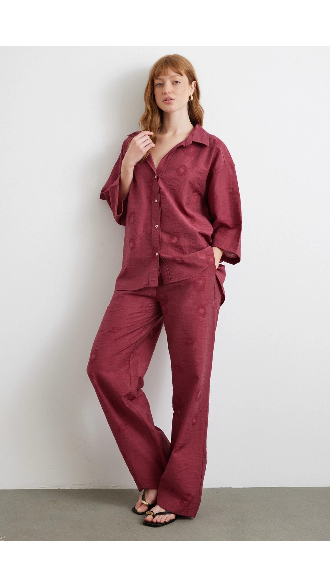 Arka Cepli Salaş Pantolon Bordo