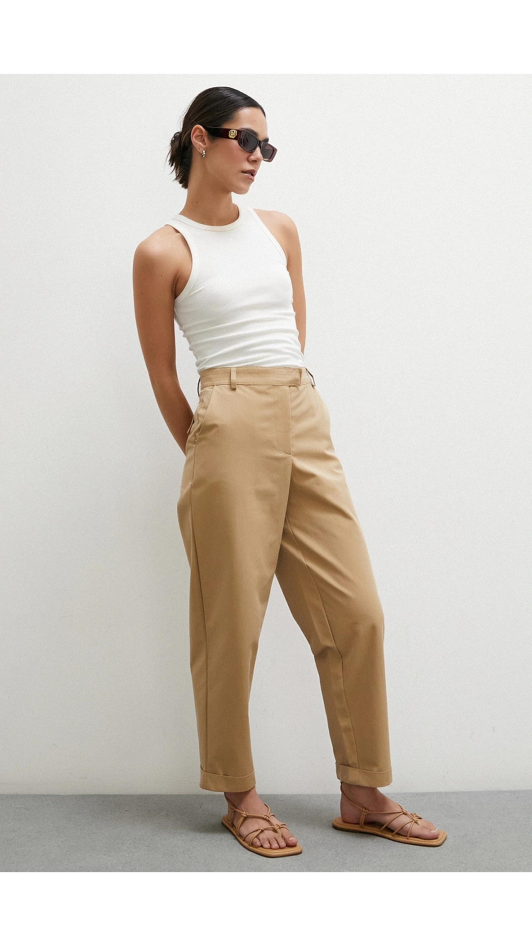 Duble Paçalı Pantolon Bej