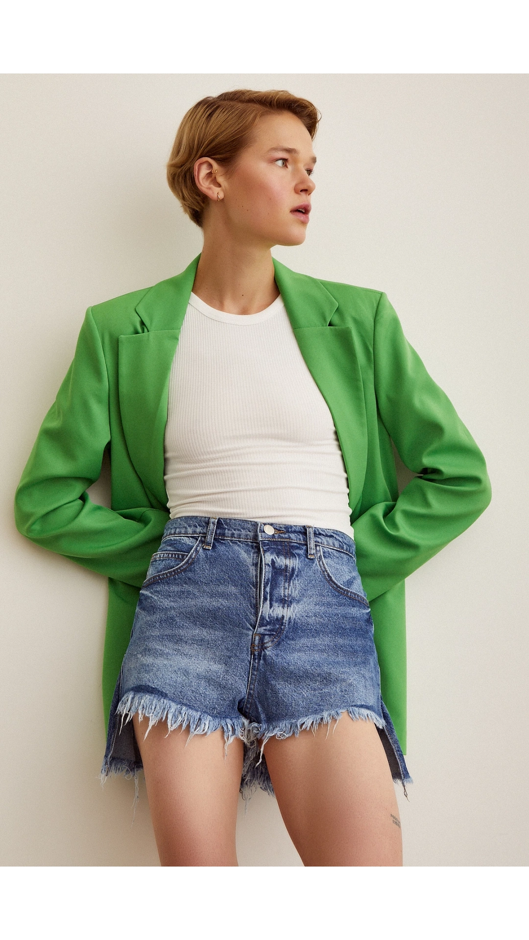 Pensli Jean Şort Etek Mavi