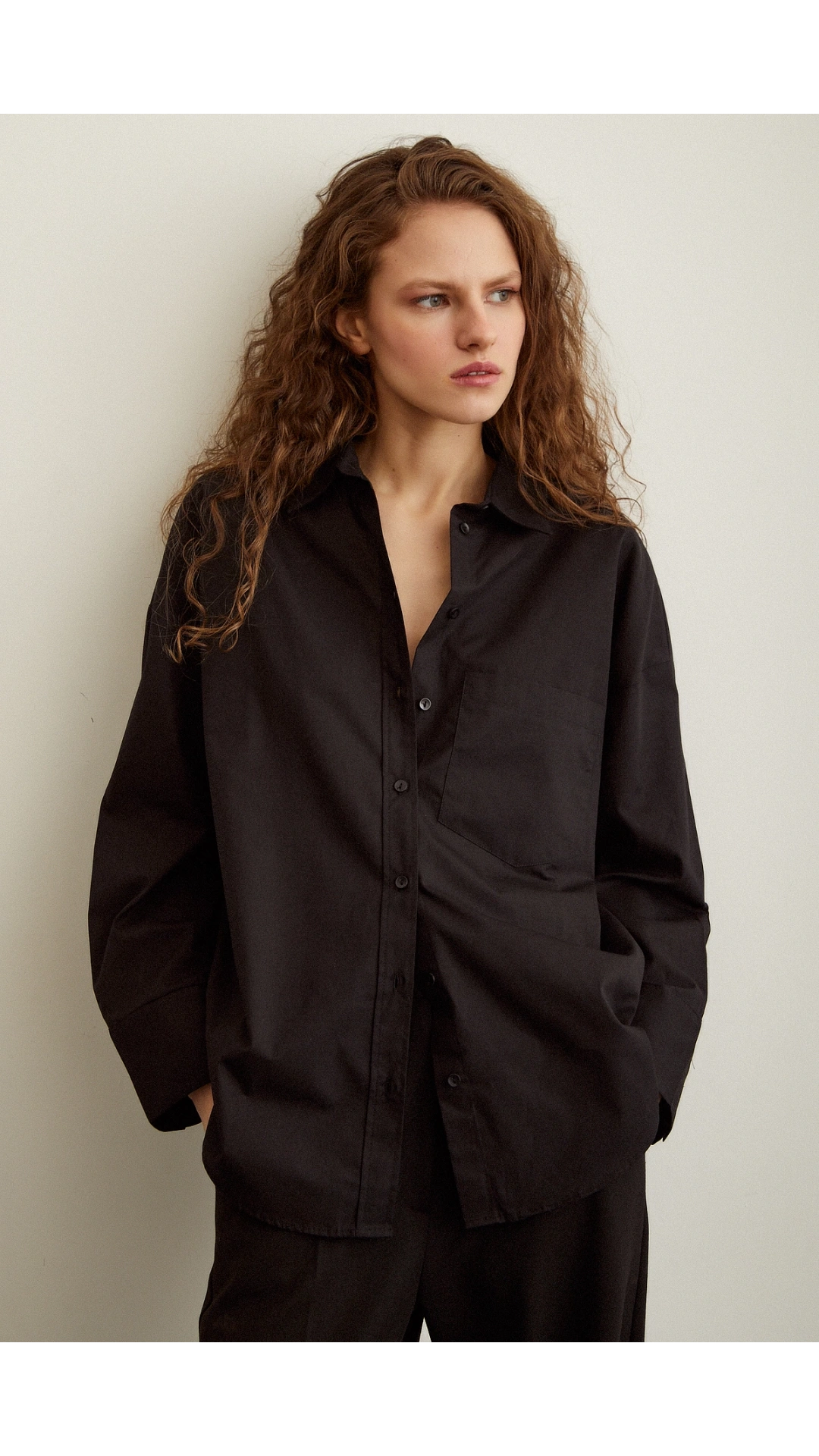 Pamuklu Poplin Gömlek Siyah