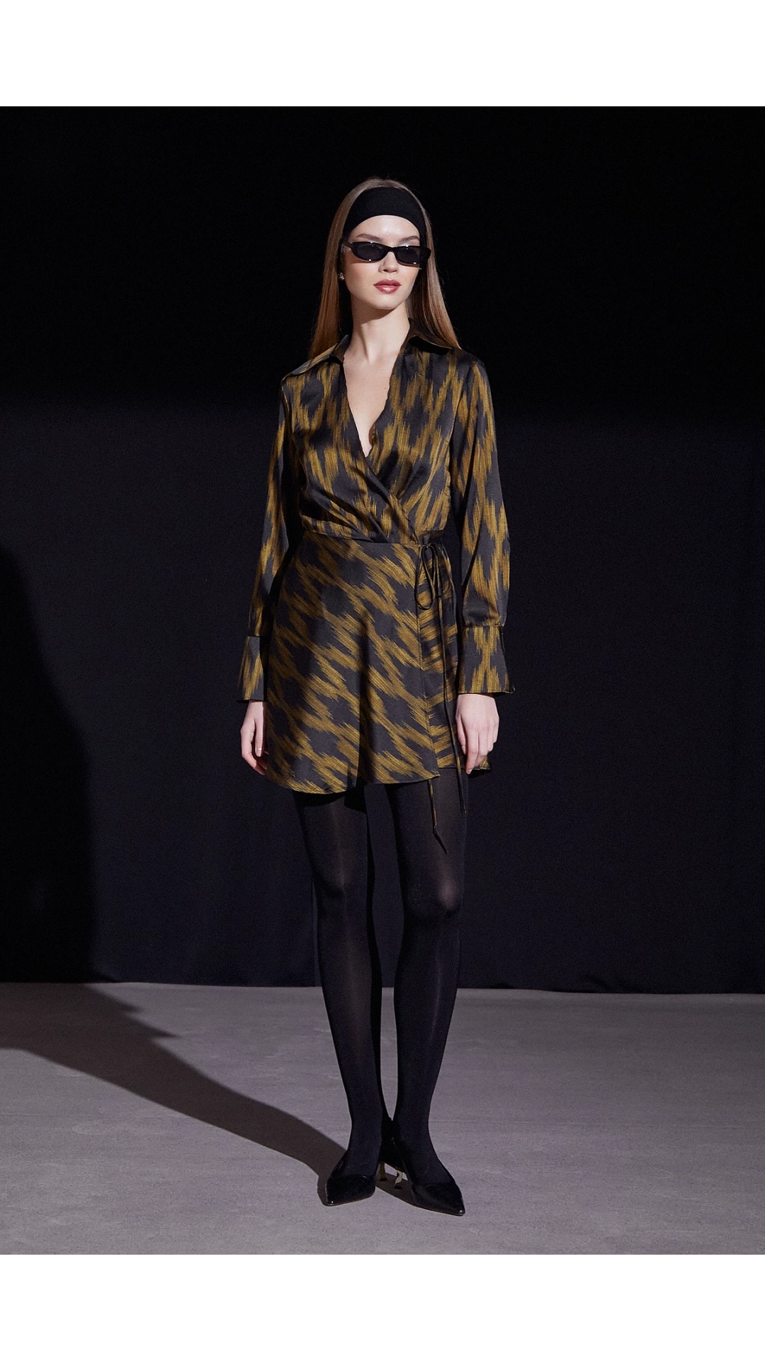 Rambi Bağlamalı Kruvaze Elbise Siyah