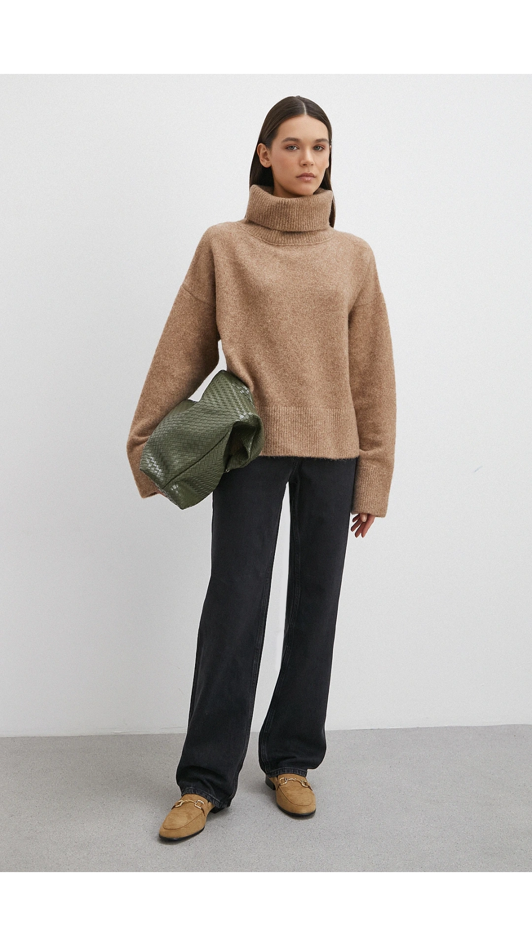 Yüksek Bel Boru Paça Jean Siyah