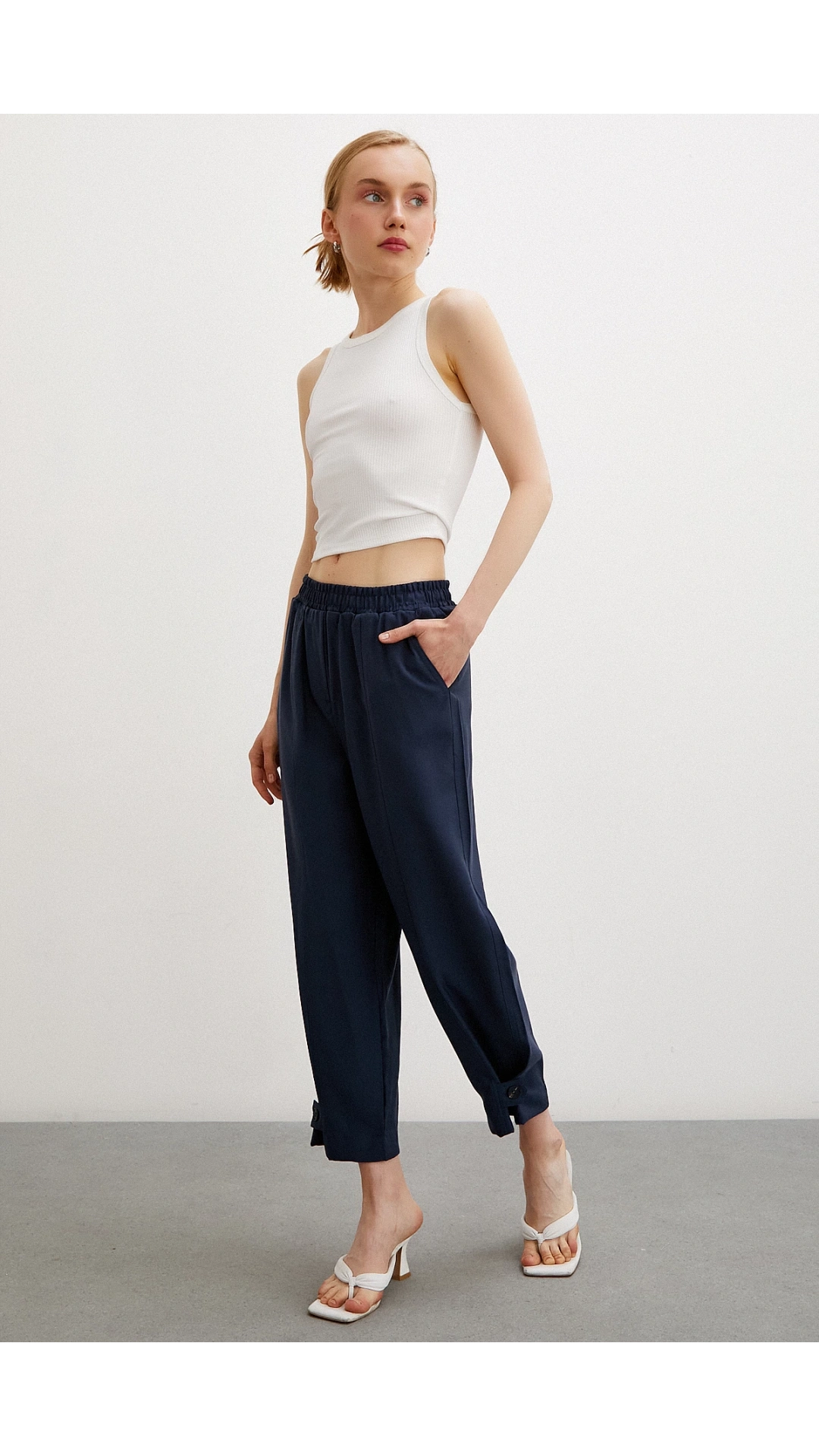 Lastikli Salaş Pantolon Lacivert